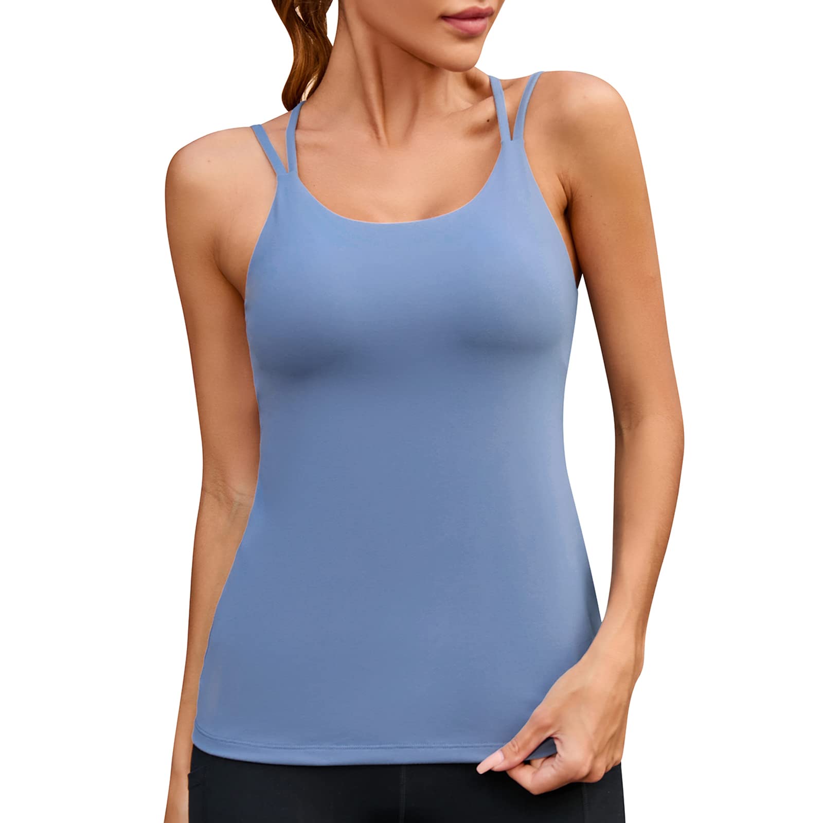 Women's Criss Cross Back Strappy Hollow-Out Yoga Sports Bra with Removable Pads - Breathable Workout Top for Running, Gym & Fitness