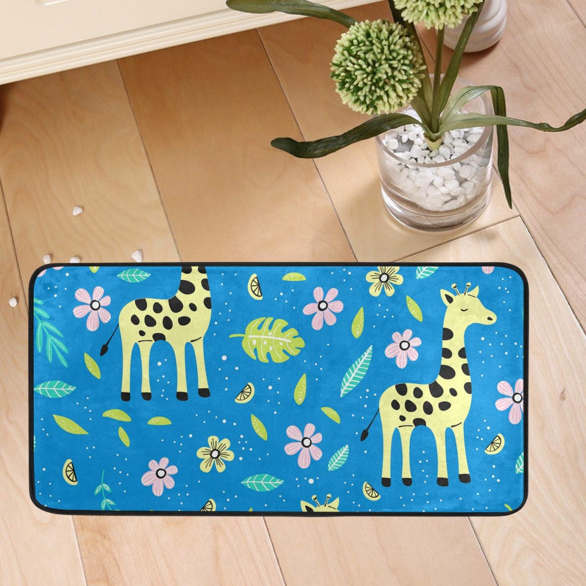 Non-Slip Giraffe Animal Kitchen Rug - Washable Anti-Fatigue Floor Mat 20x20 Inch for Kitchen, Front Door & Dining Room - Perfect for Home Decor, Pet-Friendly & High Traffic Areas