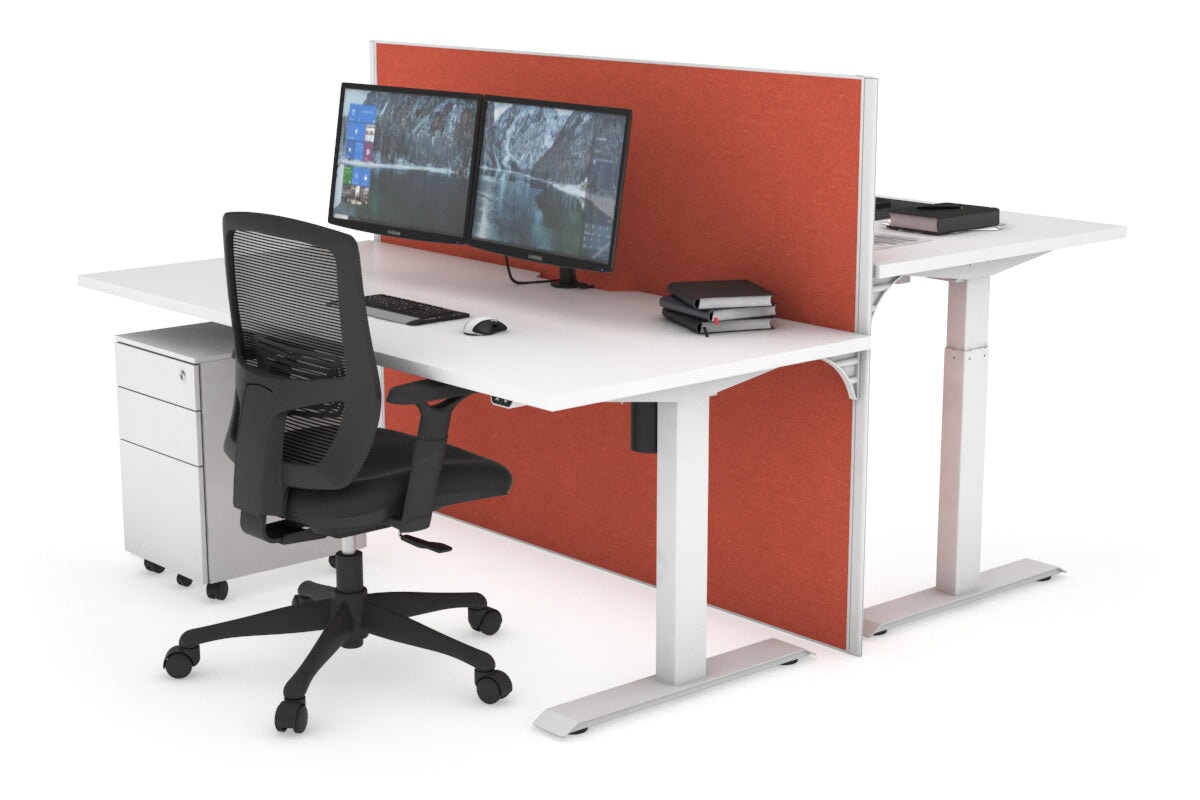 Height Adjustable 2 Person Workbench - 1400L x 800W with Cable Management | Heavy Duty Office & Workshop Desk for Collaborative Work & DIY Projects
