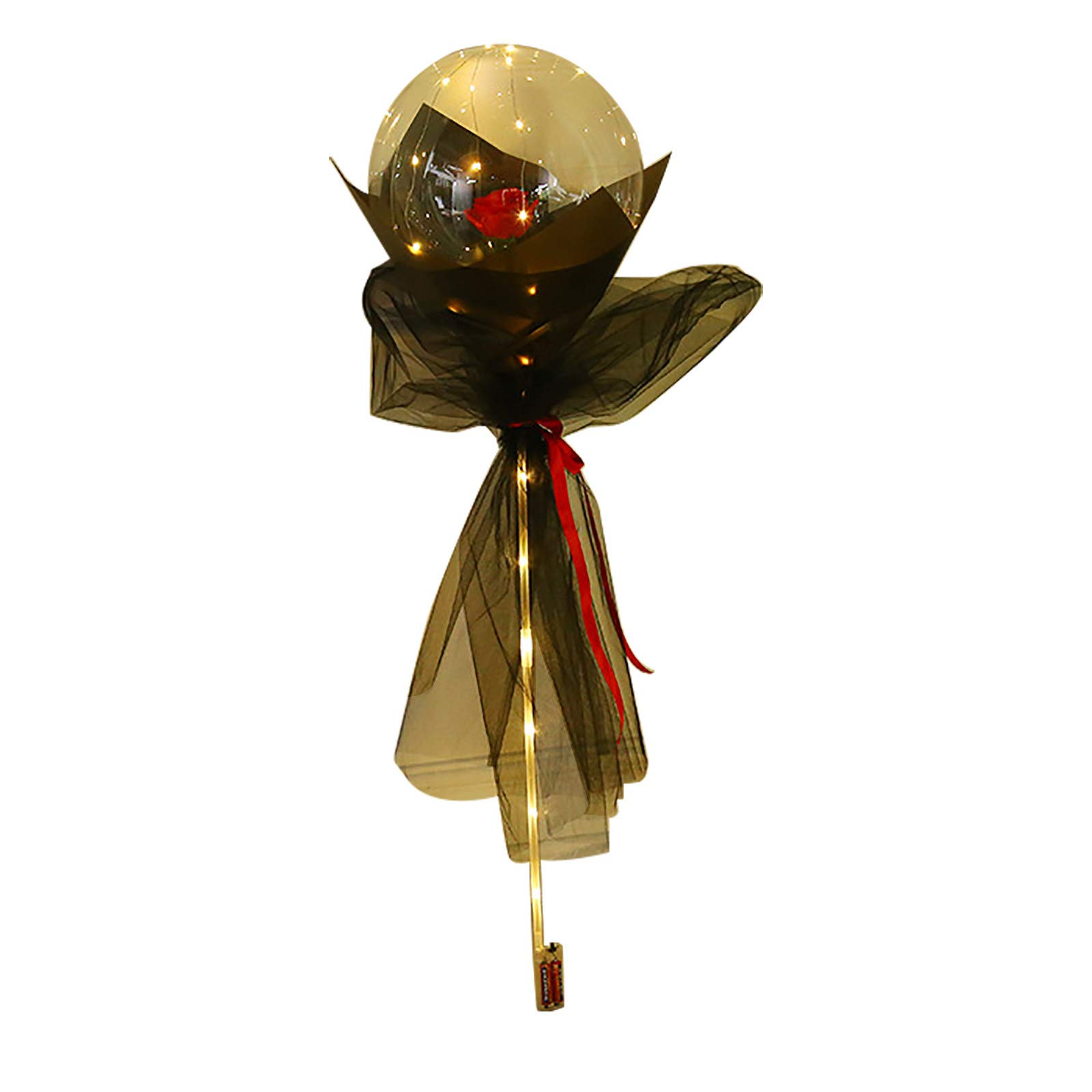 LED Balloon Bouquet - 60 Glow in the Dark Plastic Balloons for Party Decorations, Wedding, Christmas, Birthday & Special Events - Rose Shape Luminous Party Supplies for Indoor/Outdoor Celebrations