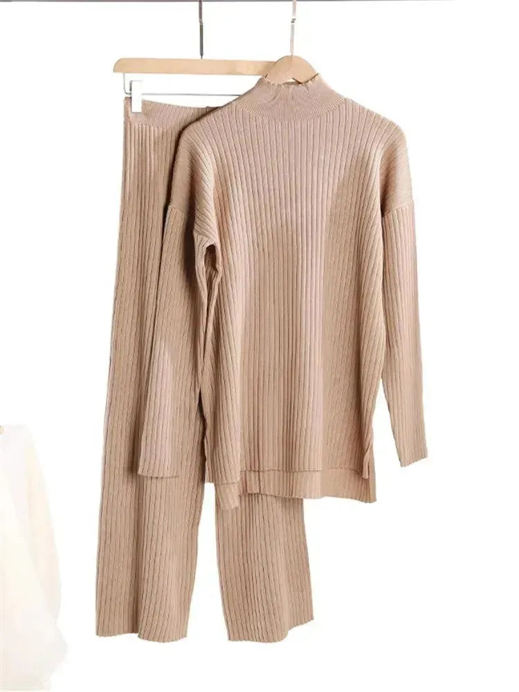 Stylish Women's Ribbed Two Piece Set - Trendy Casual Outfit for Daily Wear, Lounge & Street Style