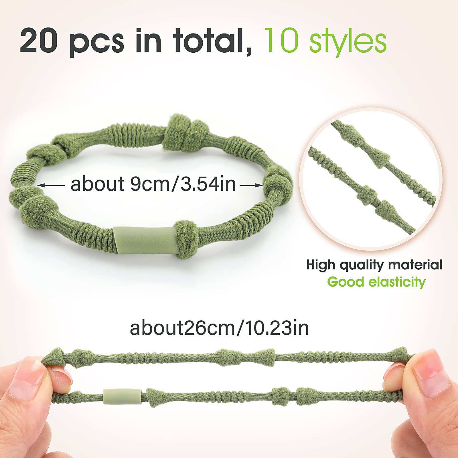 Boho Hair Ties for Women - 20 Pcs Elastic Ponytail Holders & Bracelets - Cute Hair Accessories for Thick & Thin Hair - Perfect for Everyday Wear, Workouts, and Boho Fashion