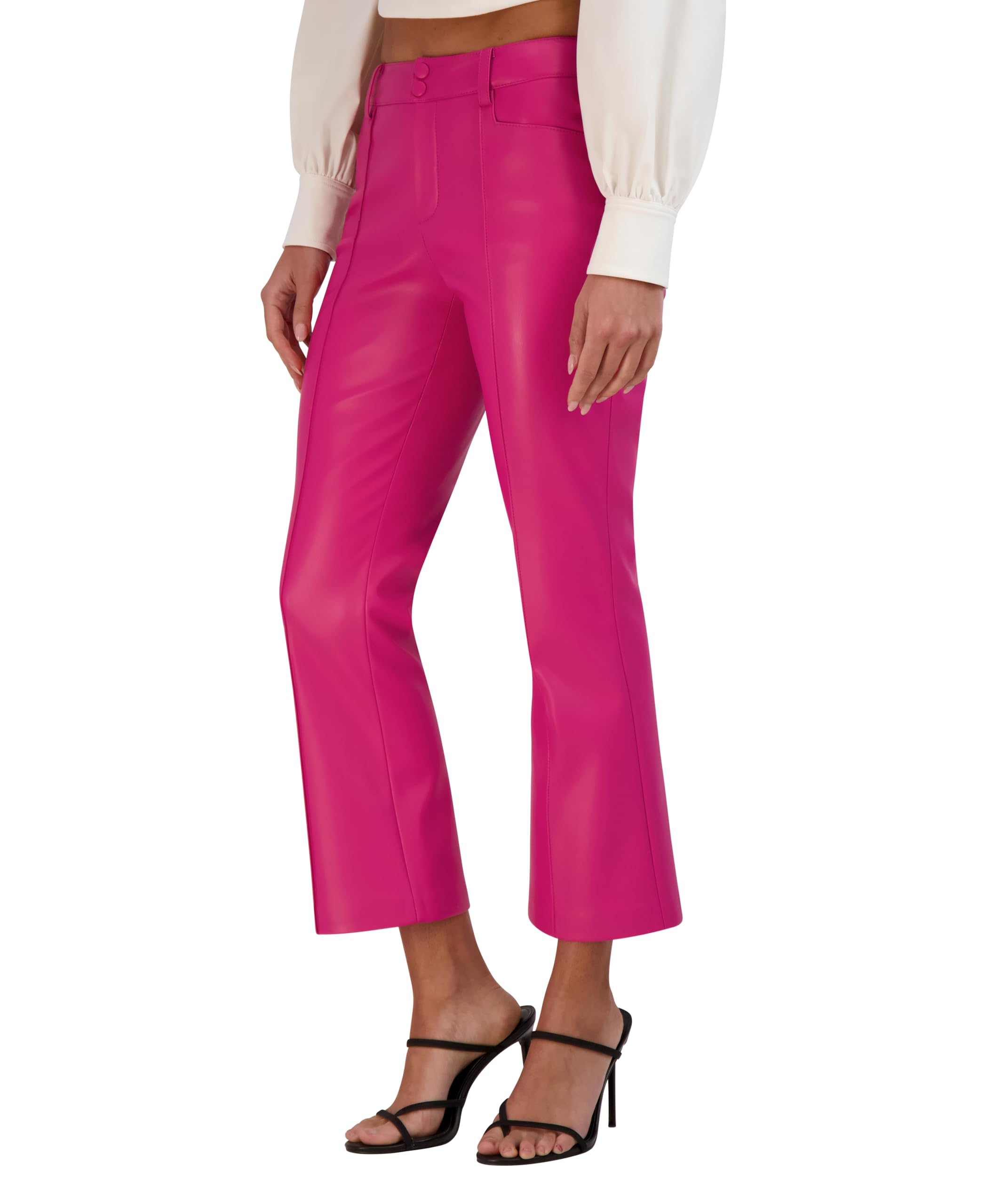 BCBGeneration Women's Faux Leather Flare Leg Pants - High Waisted Stretchy Vegan Leather Trousers for Work, Party & Night Out | Trendy Plus Size Fashion Pants for Women