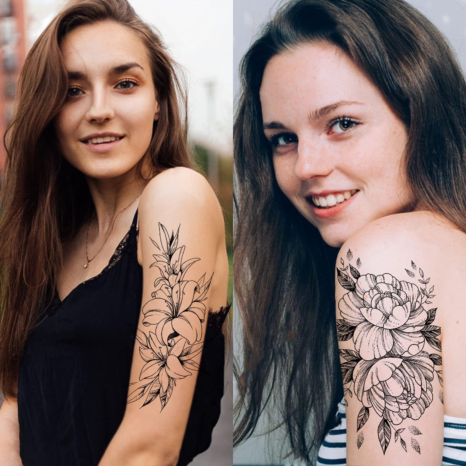 Premium Temporary Tattoos for Women - 32 Realistic Flower & Henna Designs | Waterproof Long-Lasting Fake Tattoo Stickers Kit (8 Sheets) | Perfect for Leg, Arm & Body Art | Festival, Beach & Summer Makeup Looks
