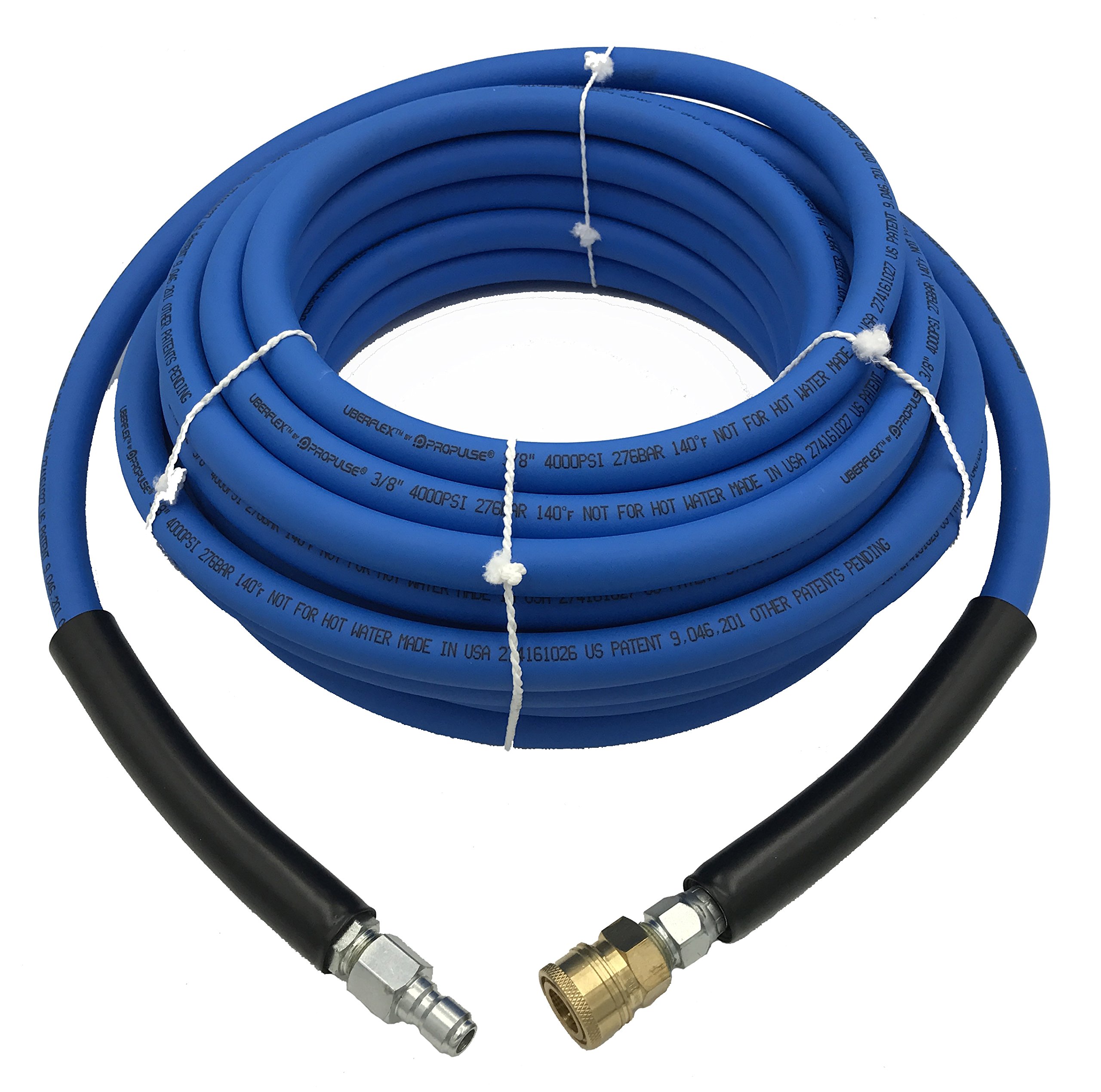PROPULSE UBERFLEX 4000 PSI Lightweight Flexible Blue Hose with Quick Connect Couplers - Perfect for Pressure Washing, Car Washing, and Industrial Cleaning