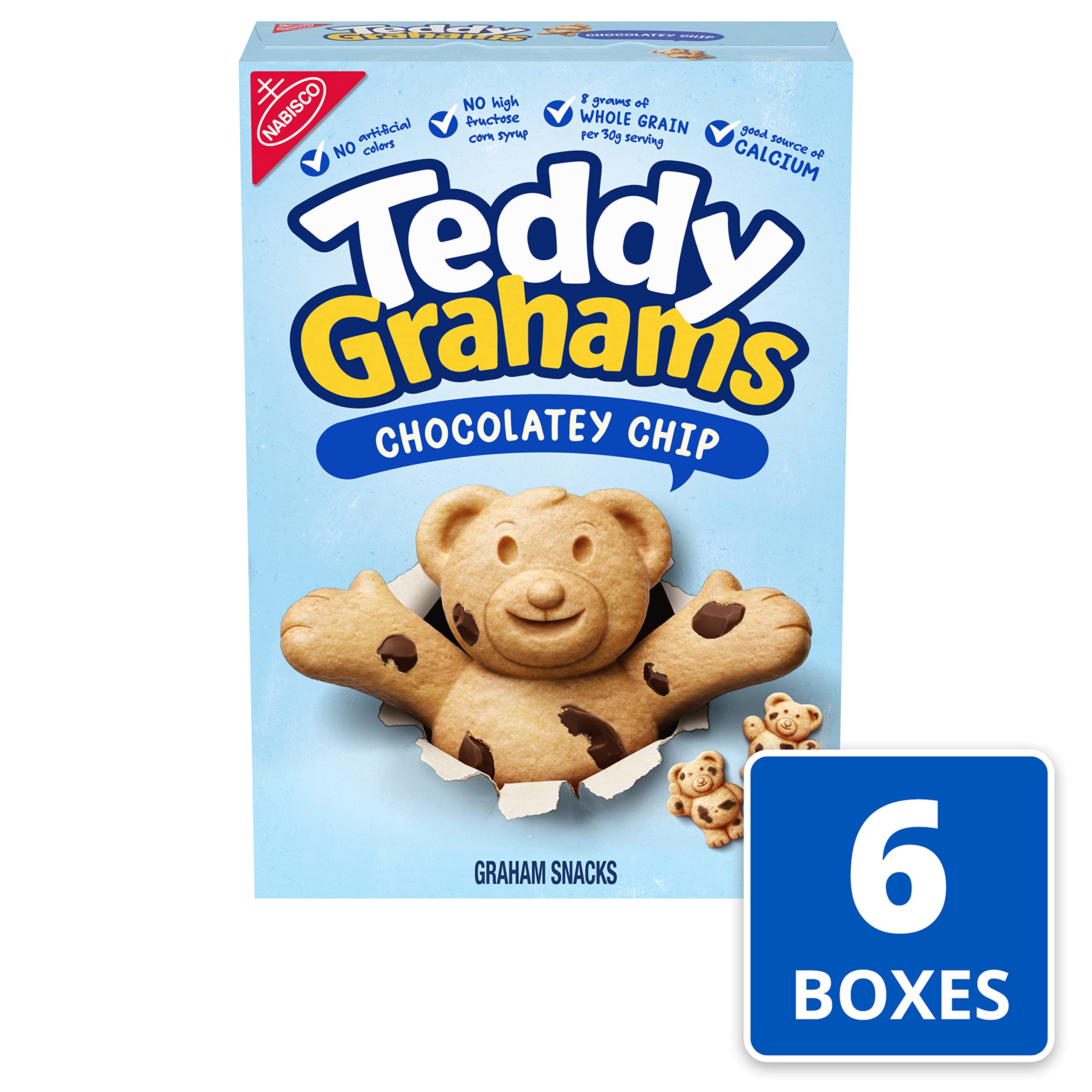 Teddy Grahams Chocolatey Chip Graham Snacks - 6 Pack (10 oz Boxes) | Crunchy Graham Cracker Cookies for Kids Lunch, After School Snacks & Family Movie Nights