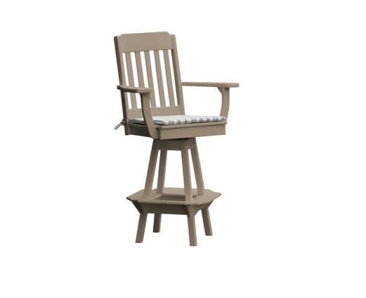 A & L Furniture Traditional Swivel Bar Chair with Arms - Comfortable Upholstered Stool for Kitchen Island, Home Bar & Breakfast Nook