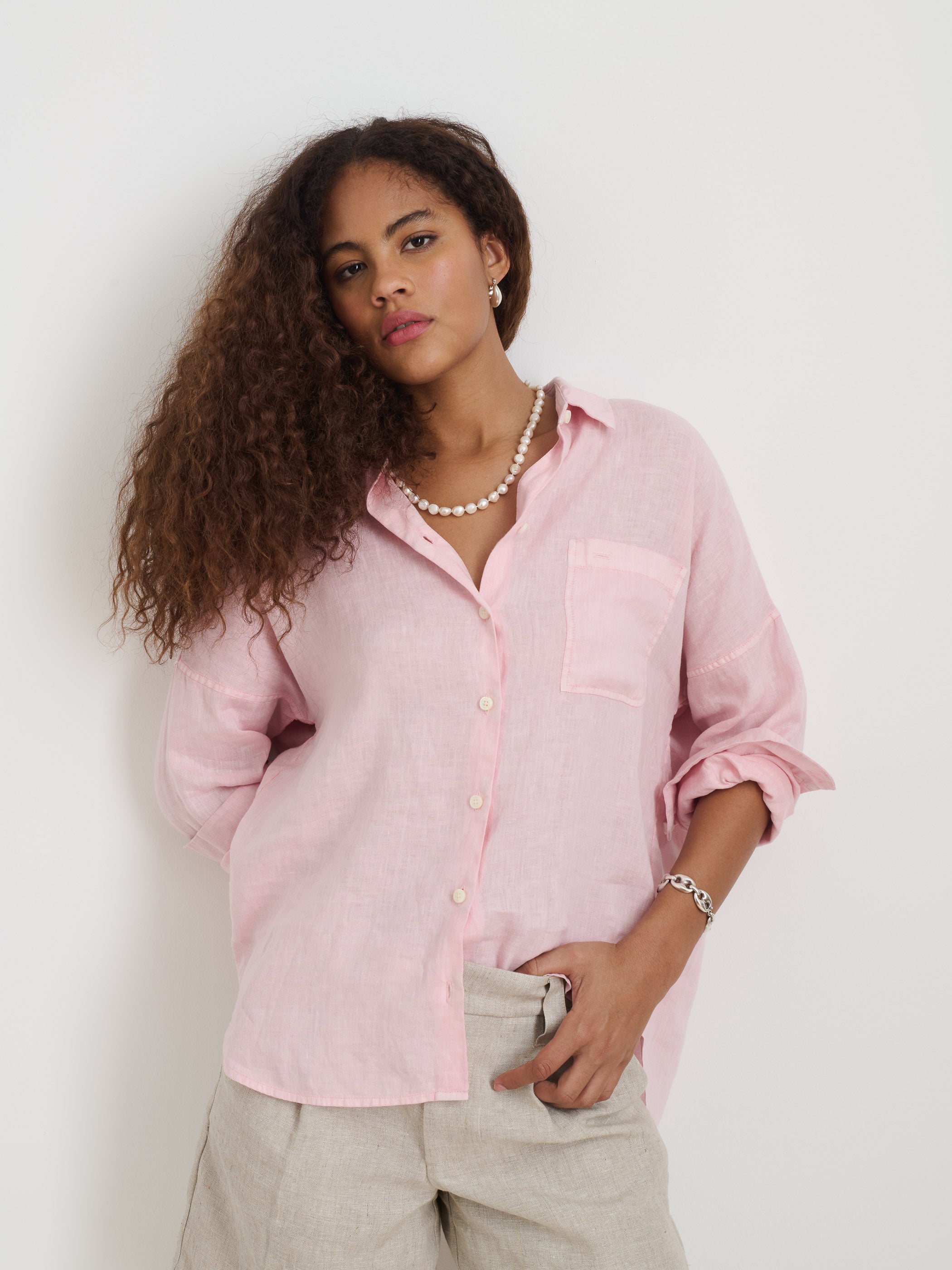Linen Jo Shirt for Women - Breathable & Stylish Summer Blouse - Perfect for Casual Outings, Beach Trips, and Office Wear