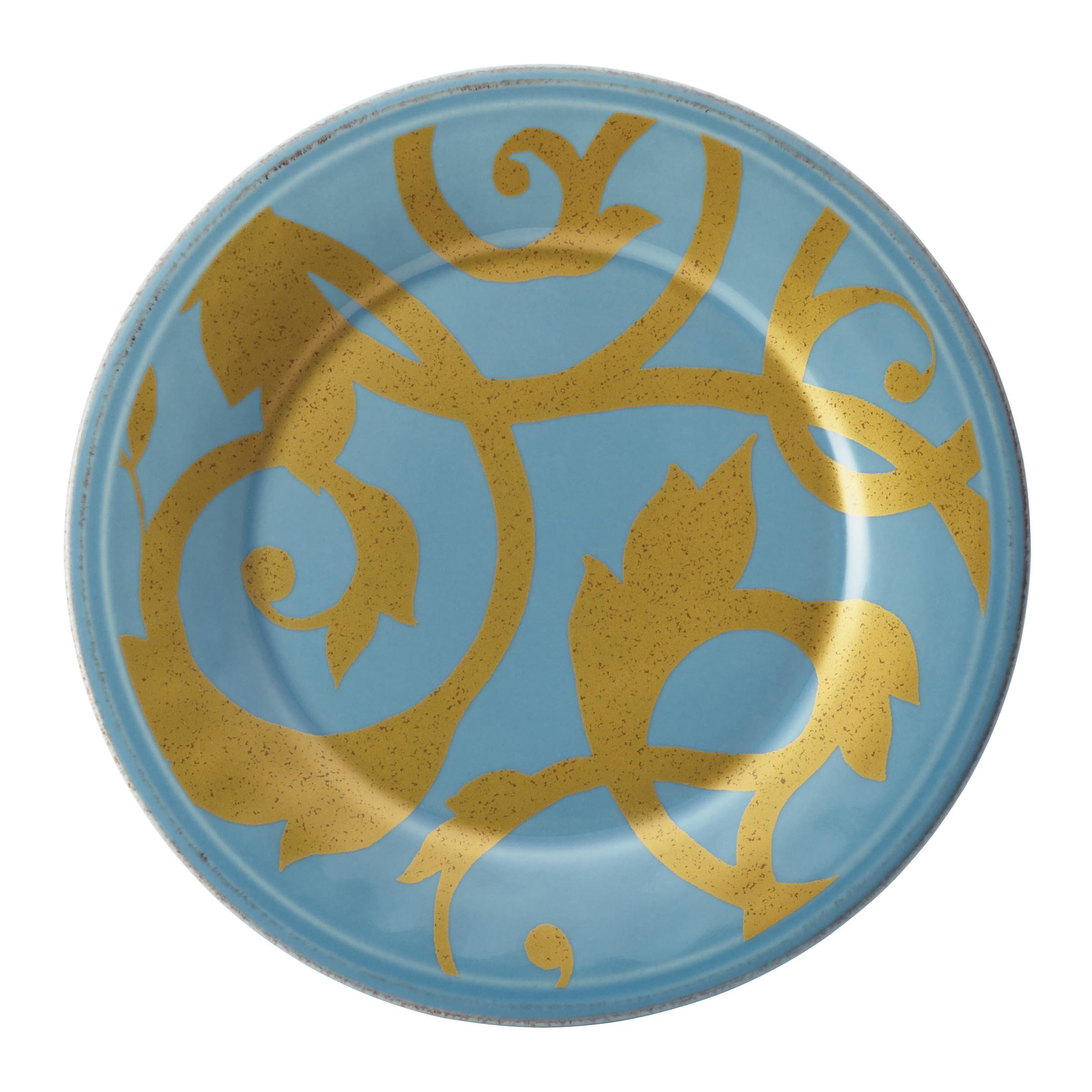 Rachael Ray Gold Scroll 4-Piece Round Appetizer Plate Set - Elegant Dinnerware for Parties, Appetizers & Entertaining - Perfect for Cocktail Parties, Weddings & Holiday Gatherings