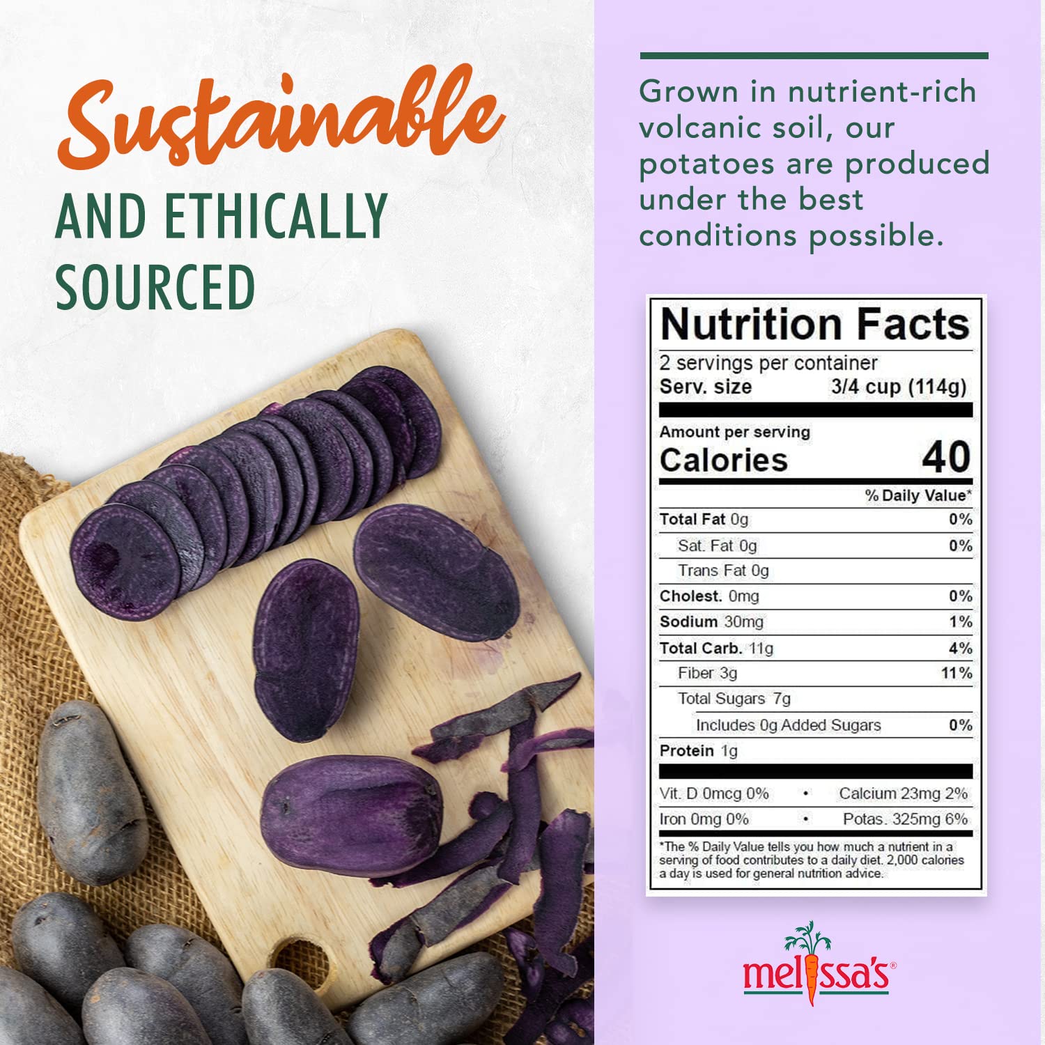 Fresh Melissa's Dutch Blue Potatoes - 3lbs (2 Pack of 1.5lb Bags) - Perfect for Roasting, Mashing & Colorful Salads