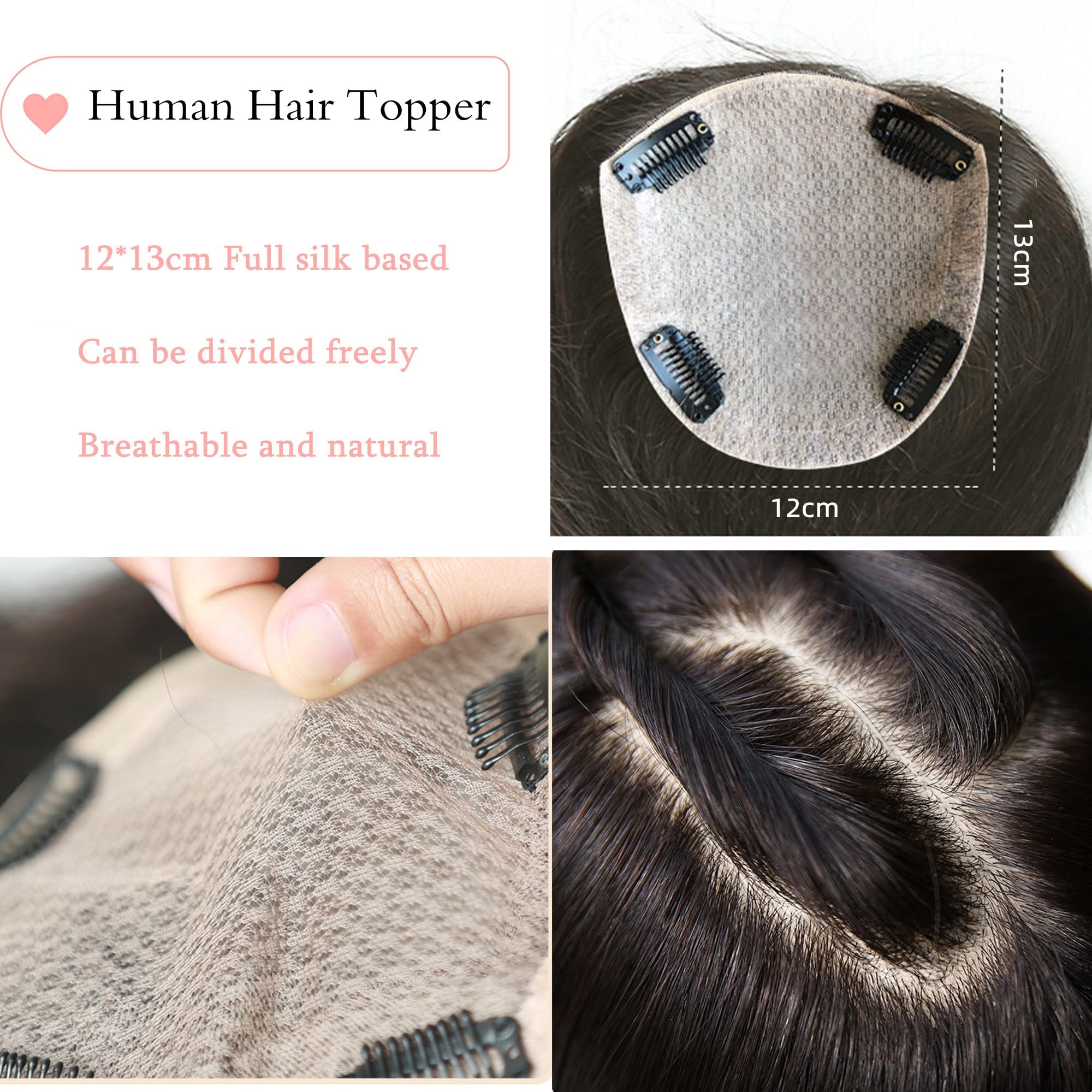 100% Real Human Hair Toppers for Women - 12