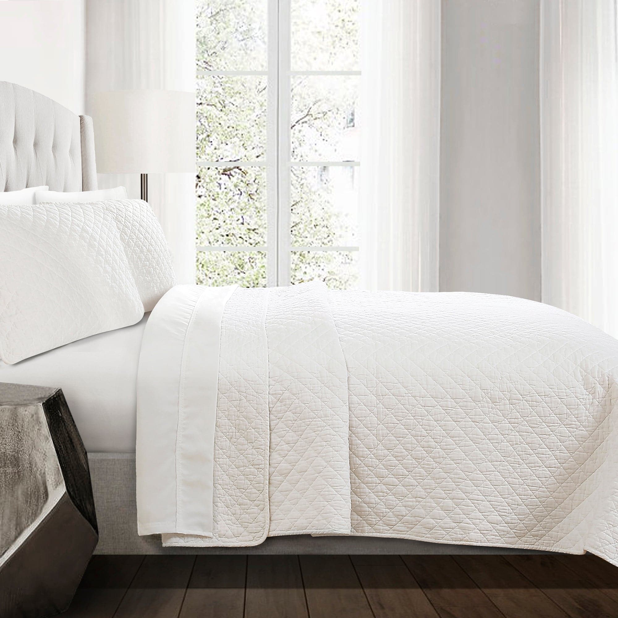 Ava Diamond Oversized Cotton Quilt Set - King Size Bedding with Soft Breathable Fabric for All Seasons | Perfect for Master Bedroom, Guest Room & Cozy Home Decor