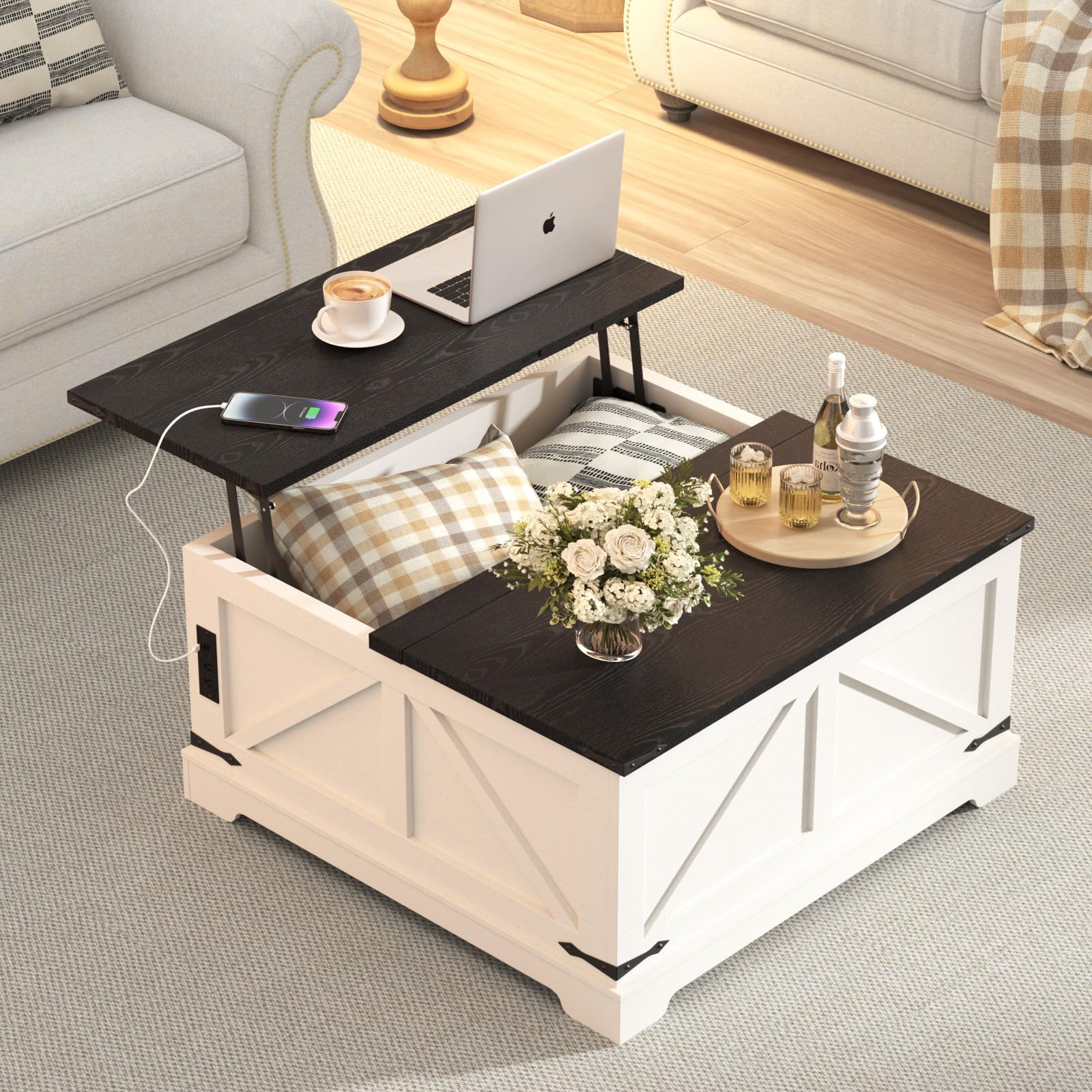 Farmhouse Lift Top Coffee Table with Storage - 31.5
