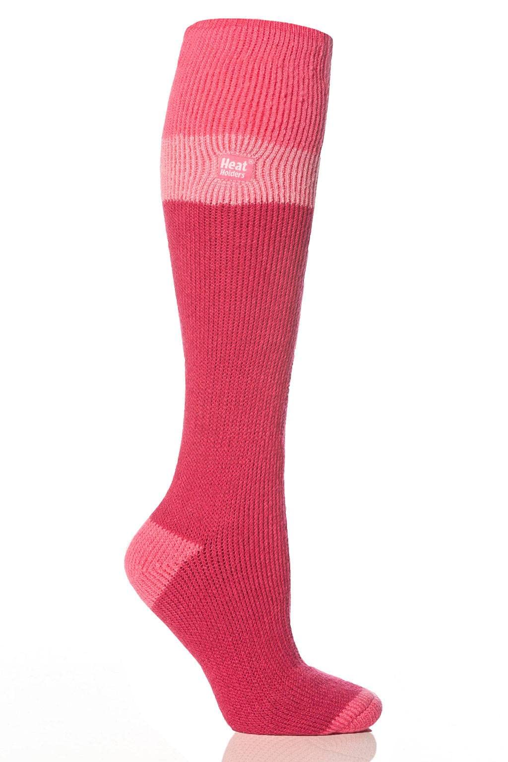 HEAT HOLDERS Women's Thermal Long Stripe Socks - Indigo, Fuchsia, Black - Sizes 5-9 | Ultra Warm Winter Socks for Cold Weather & Outdoor Activities