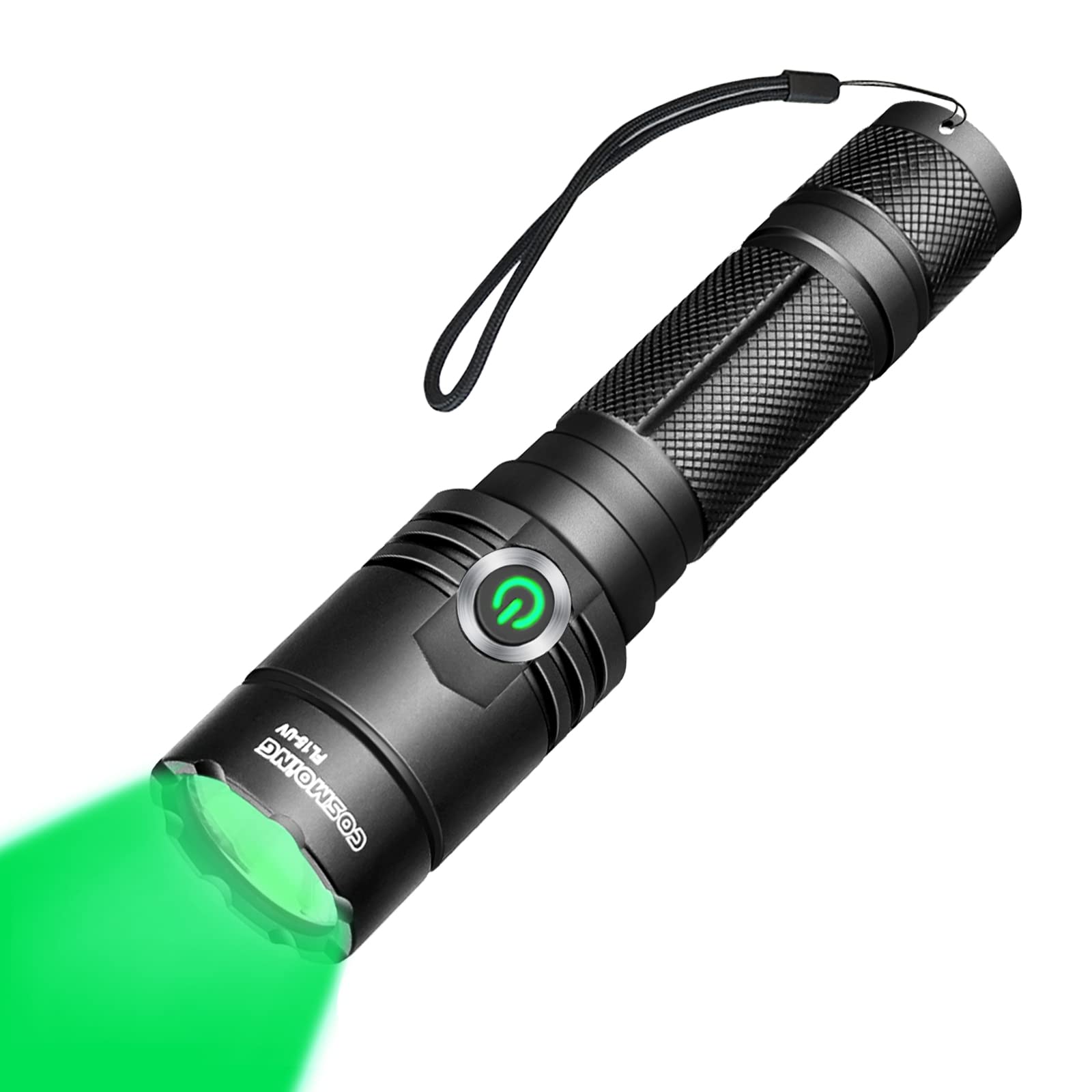 High Power 1000 Lumens USB Rechargeable Green LED Flashlight - 350 Yards Long Range, IP65 Waterproof Tactical Torch for Hunting, Camping, Night Vision, Astronomy, Caving & Emergency Signaling | Perfect for Outdoor Adventures, Security Patrols & Nighttime Activities