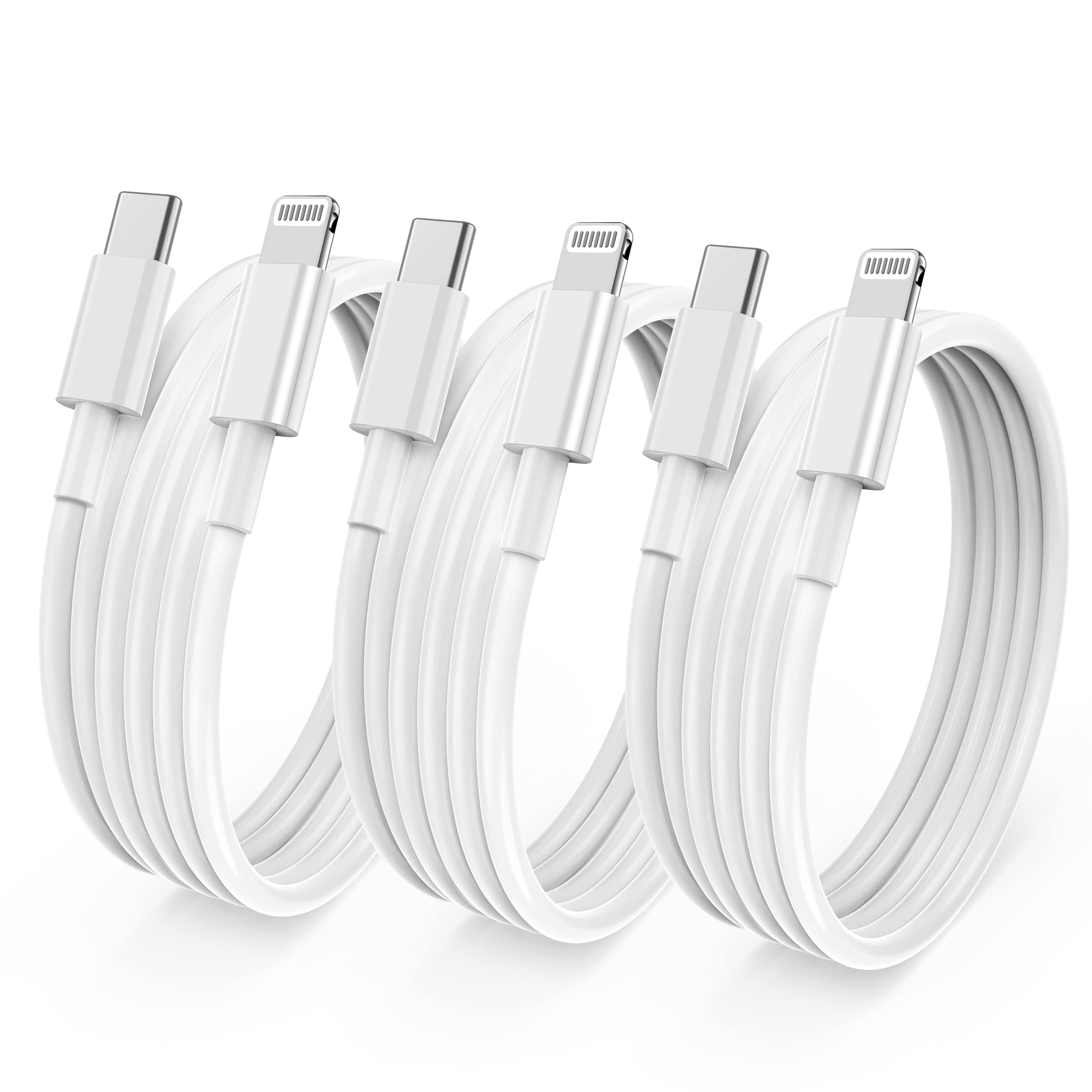 3-Pack 3ft iPhone Fast Charger Cable - Apple MFi Certified USB C to Lightning Cable with Quick Charge for iPhone 14/13/12/11/XS/XR & iPad - Perfect for Home, Office, and Travel Charging