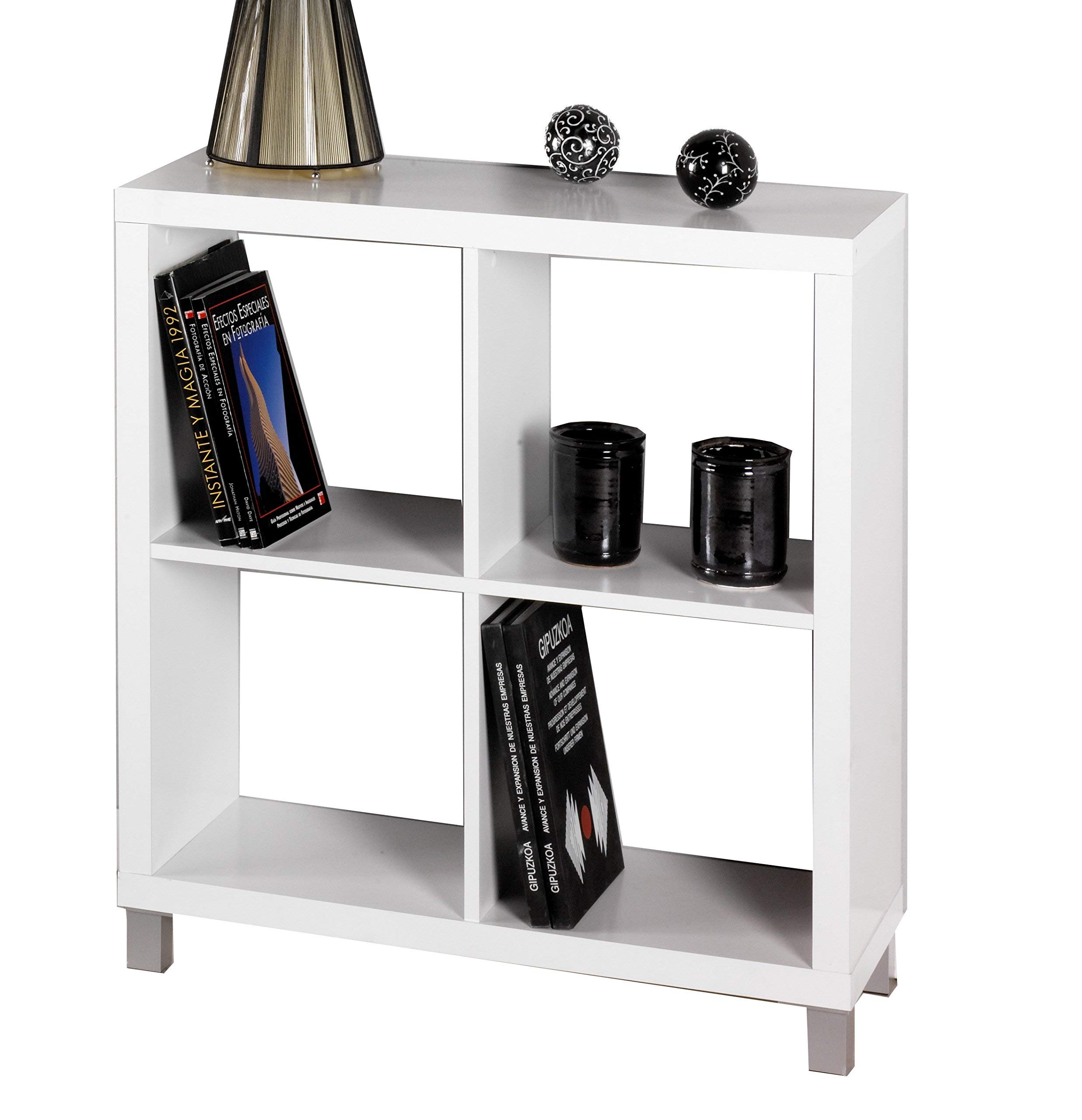 4-Shelf White Bookcase - Sturdy Wooden Bookshelf for Home, Office & Study Room Organization