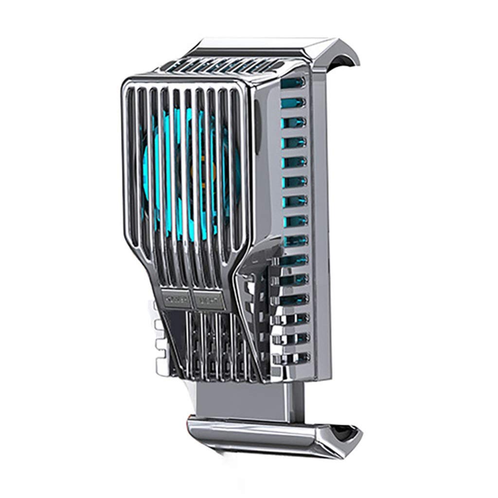 XJJZS Portable Phone Cooler for Gaming - Mobile Cooling Fan with Heat Sink & Audio Aux - Silver | Perfect for Long Gaming Sessions & Phone Overheating Protection