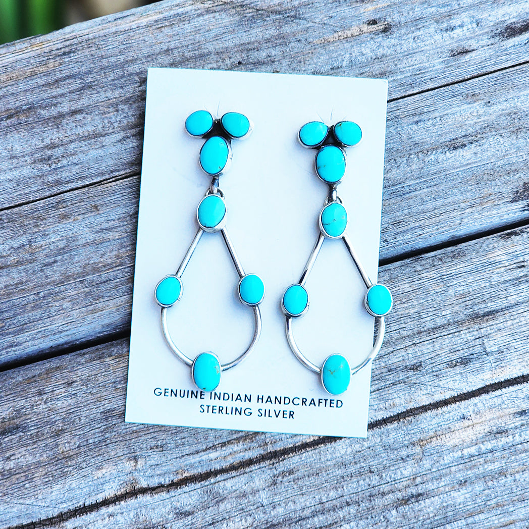 Elaina Kingman Turquoise Tear Drop Earrings - Handmade Sterling Silver Jewelry for Women, Boho Chic Accessories for Casual Wear & Special Occasions