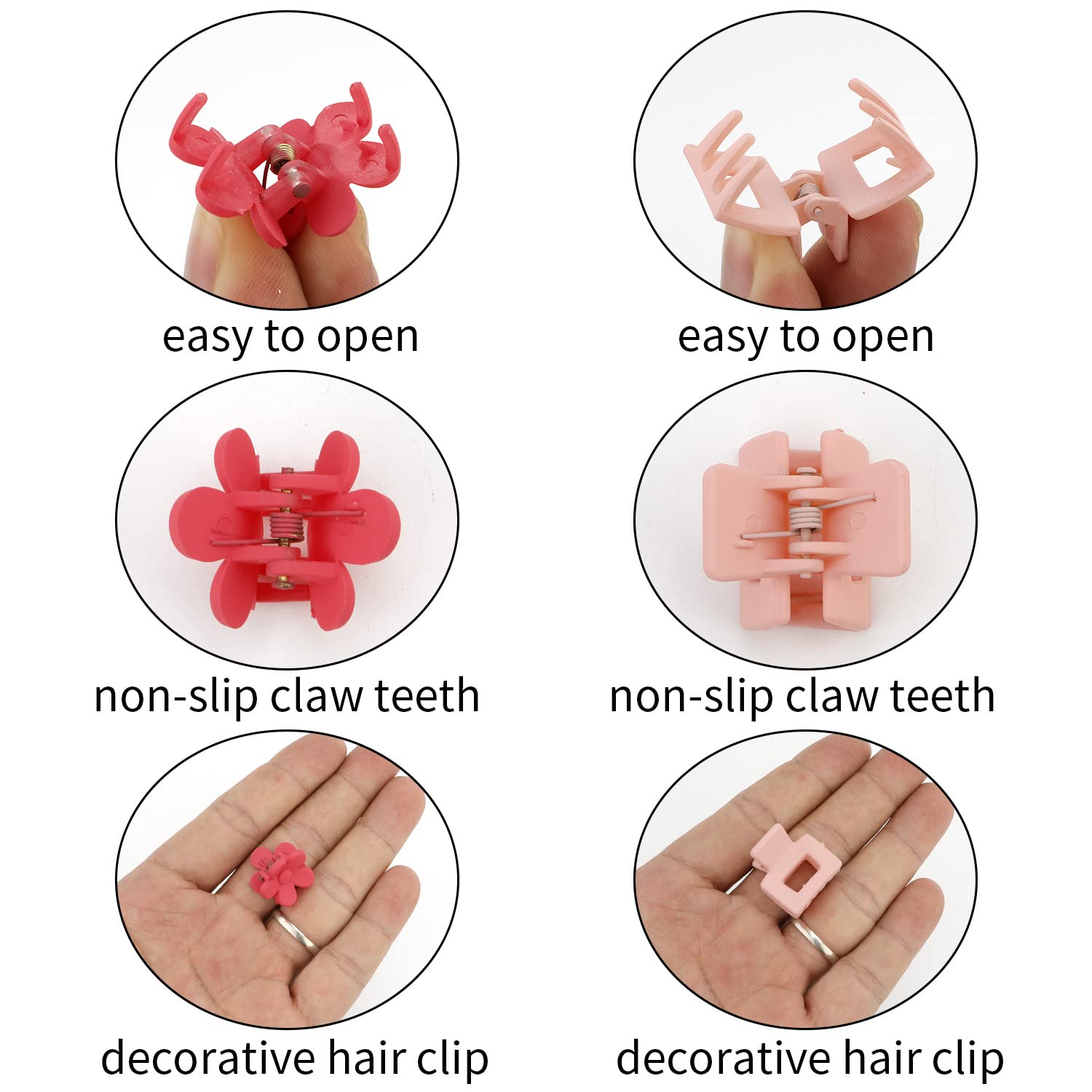 SuPoo Mini Flower Hair Clips Set - 22pcs Small Square Claw Clips for Thin Hair, Tiny Hair Accessories for Girls & Women | Perfect for School, Parties, Weddings & Daily Styling