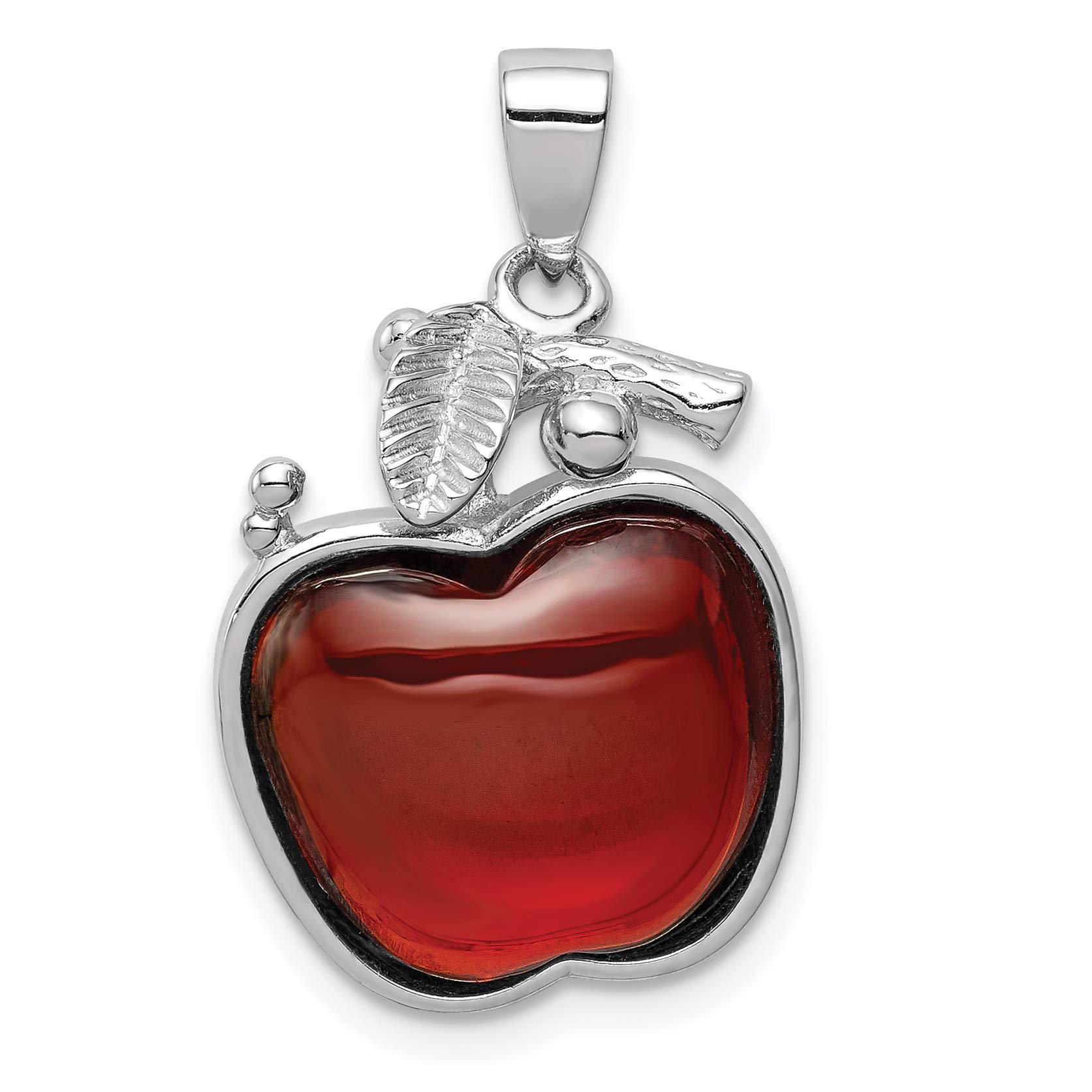 Sterling Silver Red CZ Cabochon Apple Pendant Necklace - Elegant Jewelry Gift for Women, Perfect for Christmas, Birthday & Anniversary - Ideal for Casual Wear, Office & Special Occasions