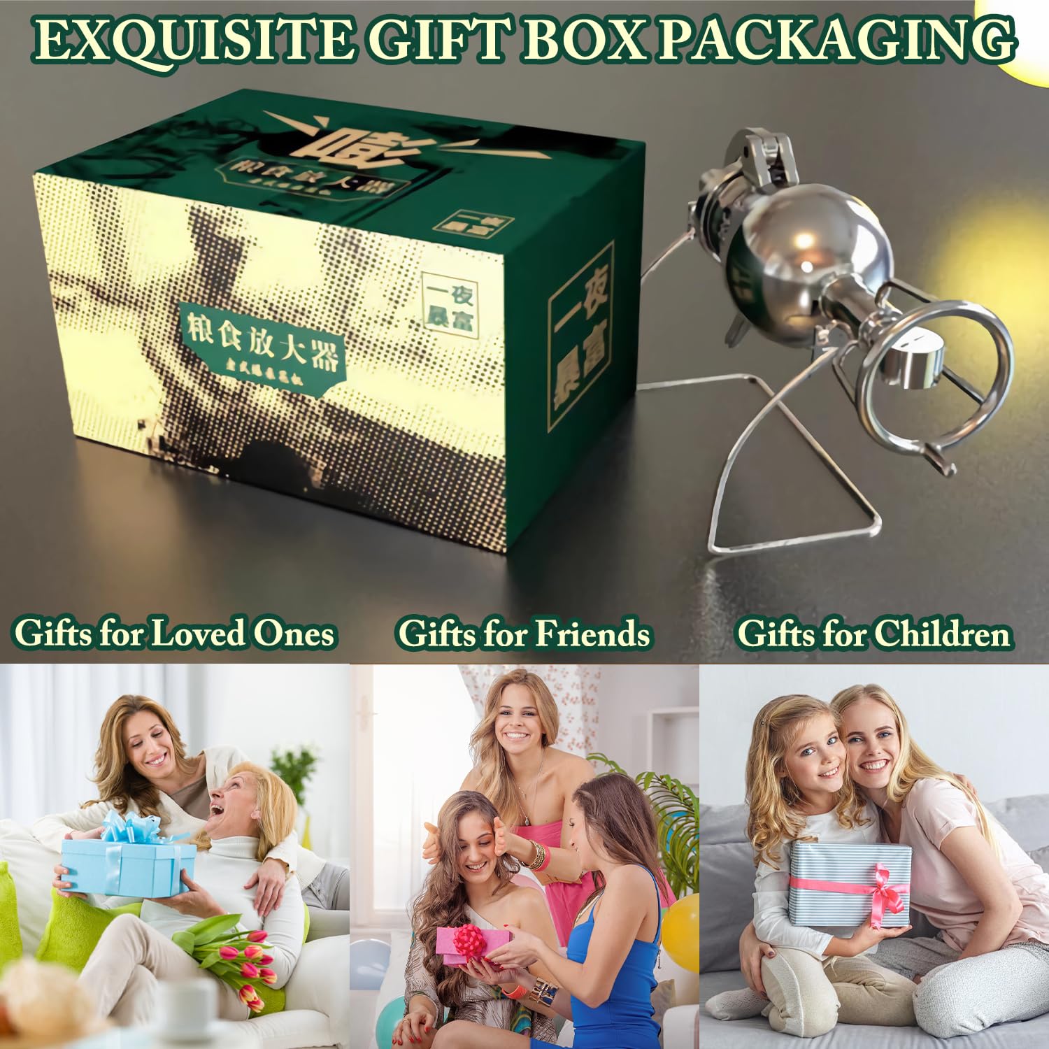 304 Stainless Steel Popcorn Maker Machine - 260ml Hot Air Popper with Wooden Base & Dual Pressure Valve - Perfect for Movie Nights, Parties, and Home Theater Snacks
