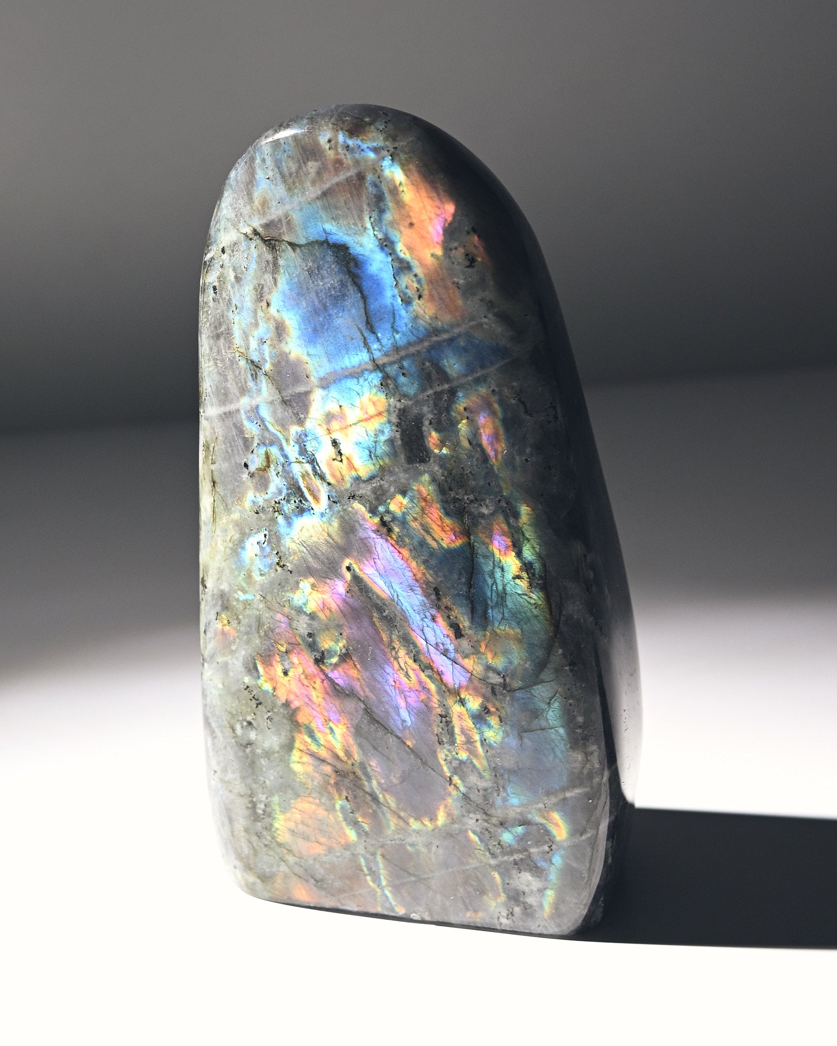 Natural Purple Labradorite Free Form Stone - Polished Healing Crystal (4.1lbs) for Meditation, Home Decor & Spiritual Energy Work