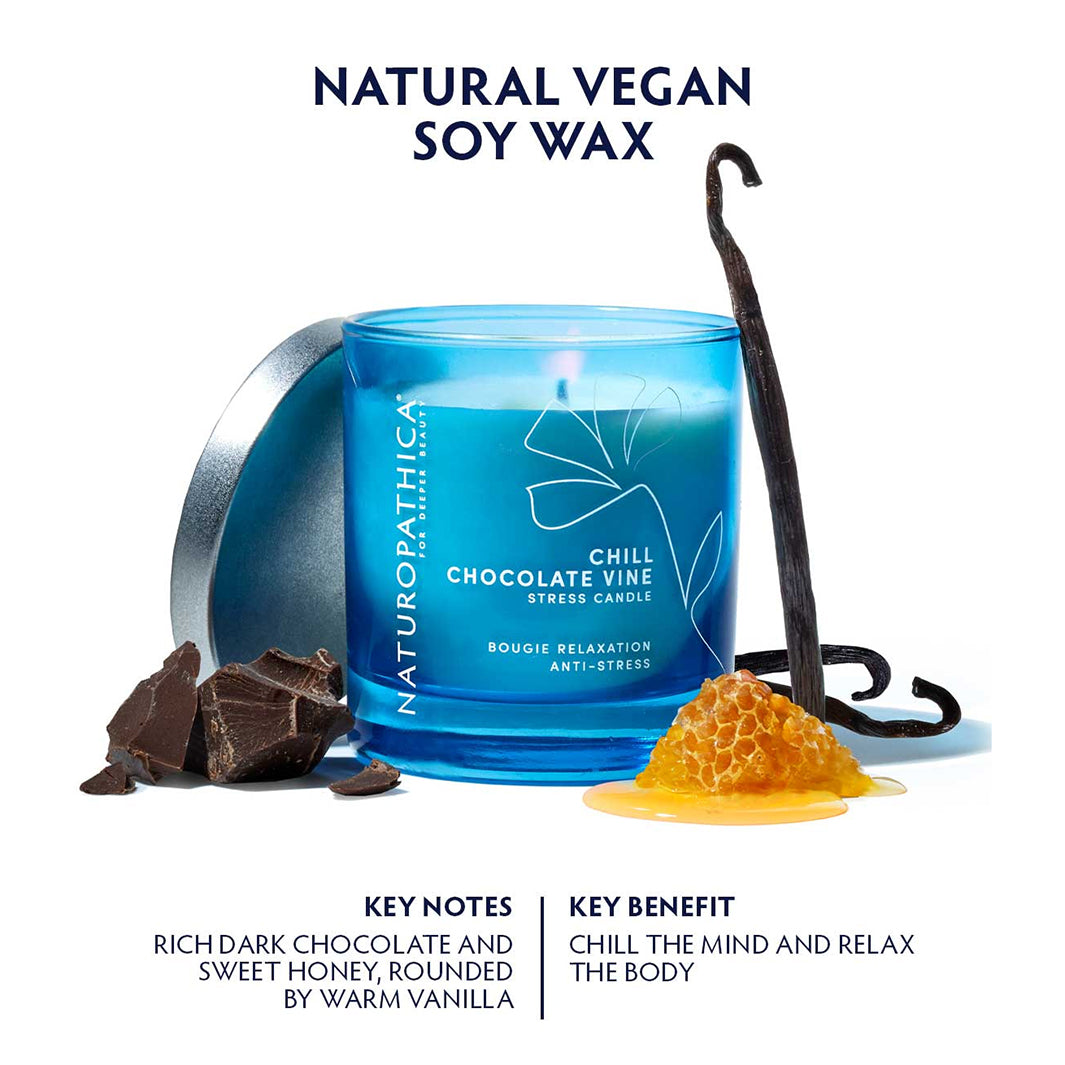 Naturopathica Chill Chocolate Vine Stress Relief Candle - Aromatherapy Scented Soy Wax Candle for Relaxation, Meditation & Home Spa
