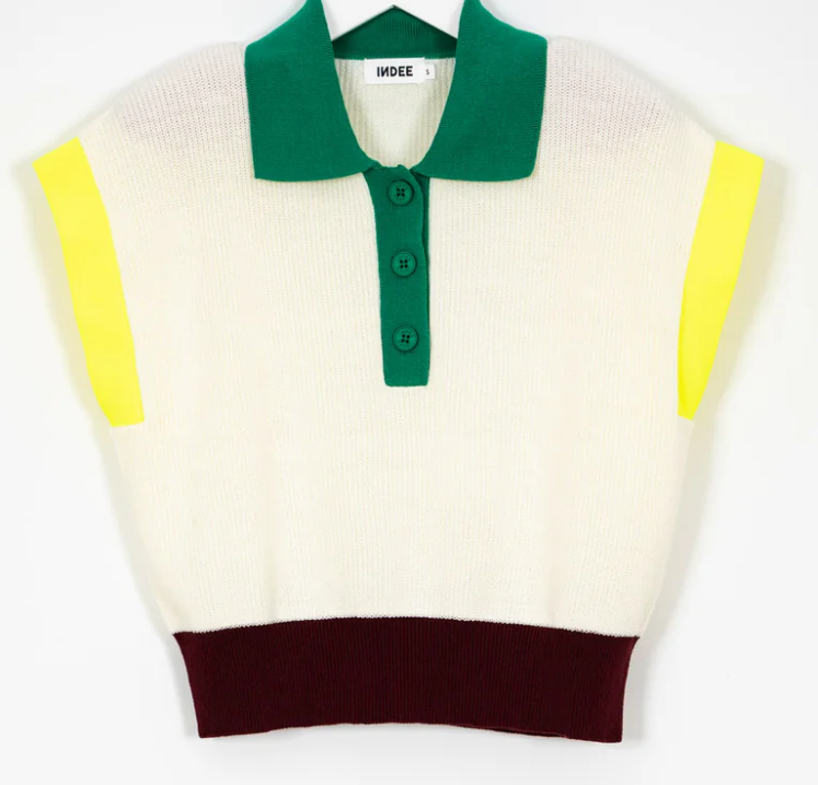 INDEE Tricolor Sleeves Knit Polo Shirt for Men - Size 10 L - Casual & Business Wear - Perfect for Office, Golf, and Summer Outings