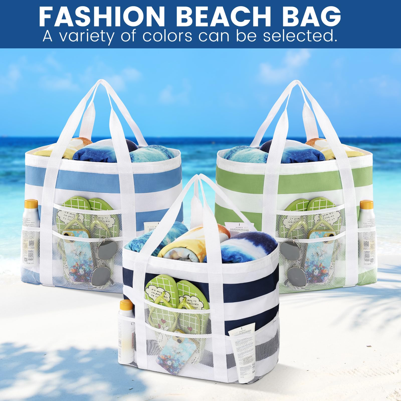 **Waterproof Beach Tote Bag for Women - Large Sandproof Mesh Pool Bag, Stylish Vacation Tote for Beach, Pool & Travel | Perfect for Swimming, Sunbathing & Summer Outings**