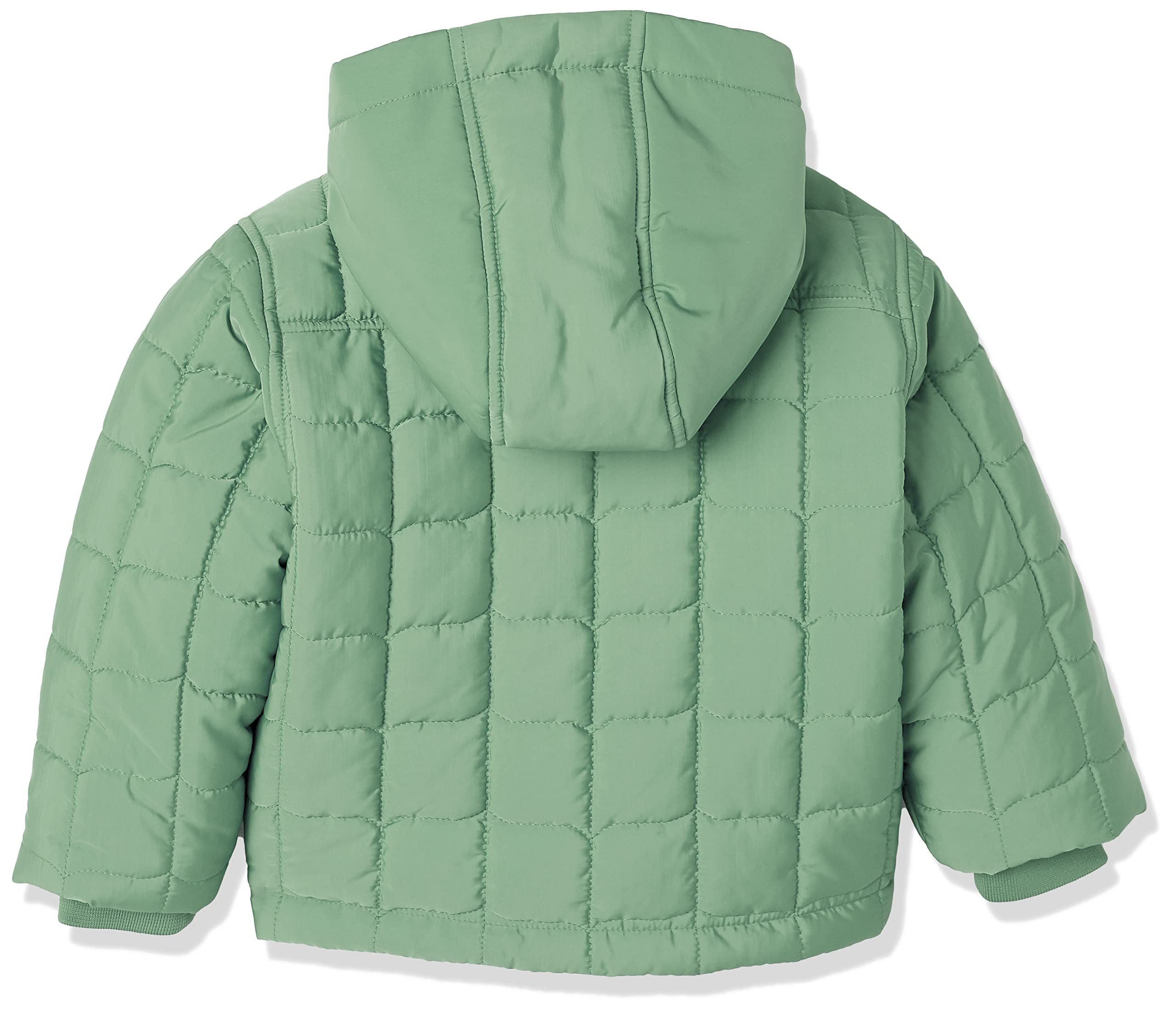 Amazon Essentials Boys' Quilted Pullover Jacket - Lightweight Winter Coat for Toddlers & Kids, Warm Fleece-Lined Hoodie for Outdoor Play, School & Cold Weather Activities