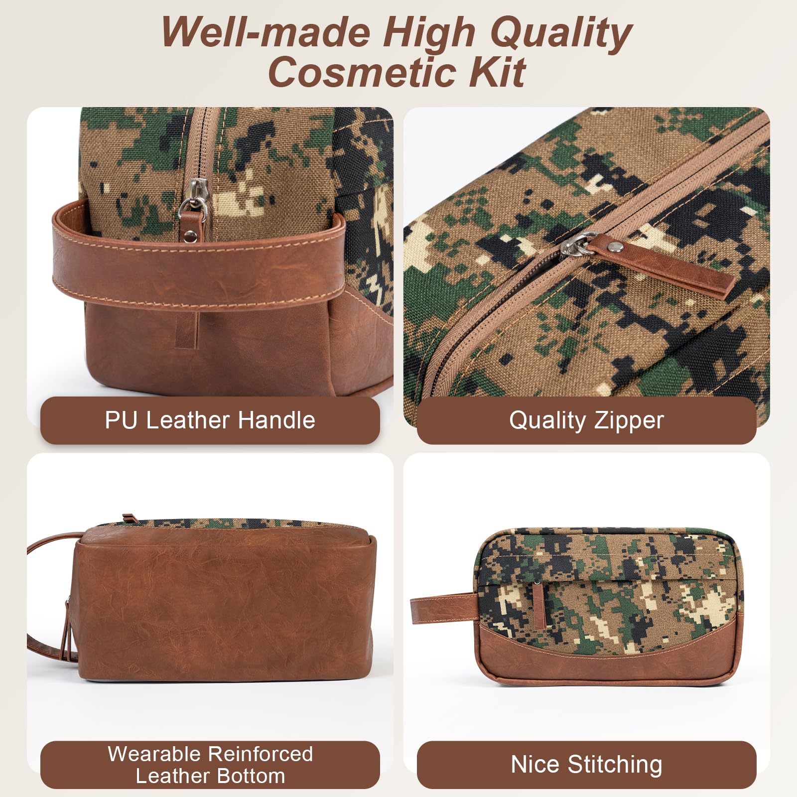 Men's Travel Toiletry Bag - Waterproof Hanging Shaving Kit Organizer with Large Capacity for Toiletries & Travel Accessories (Camo Green) | Perfect for Camping, Gym, Business Trips & Vacation