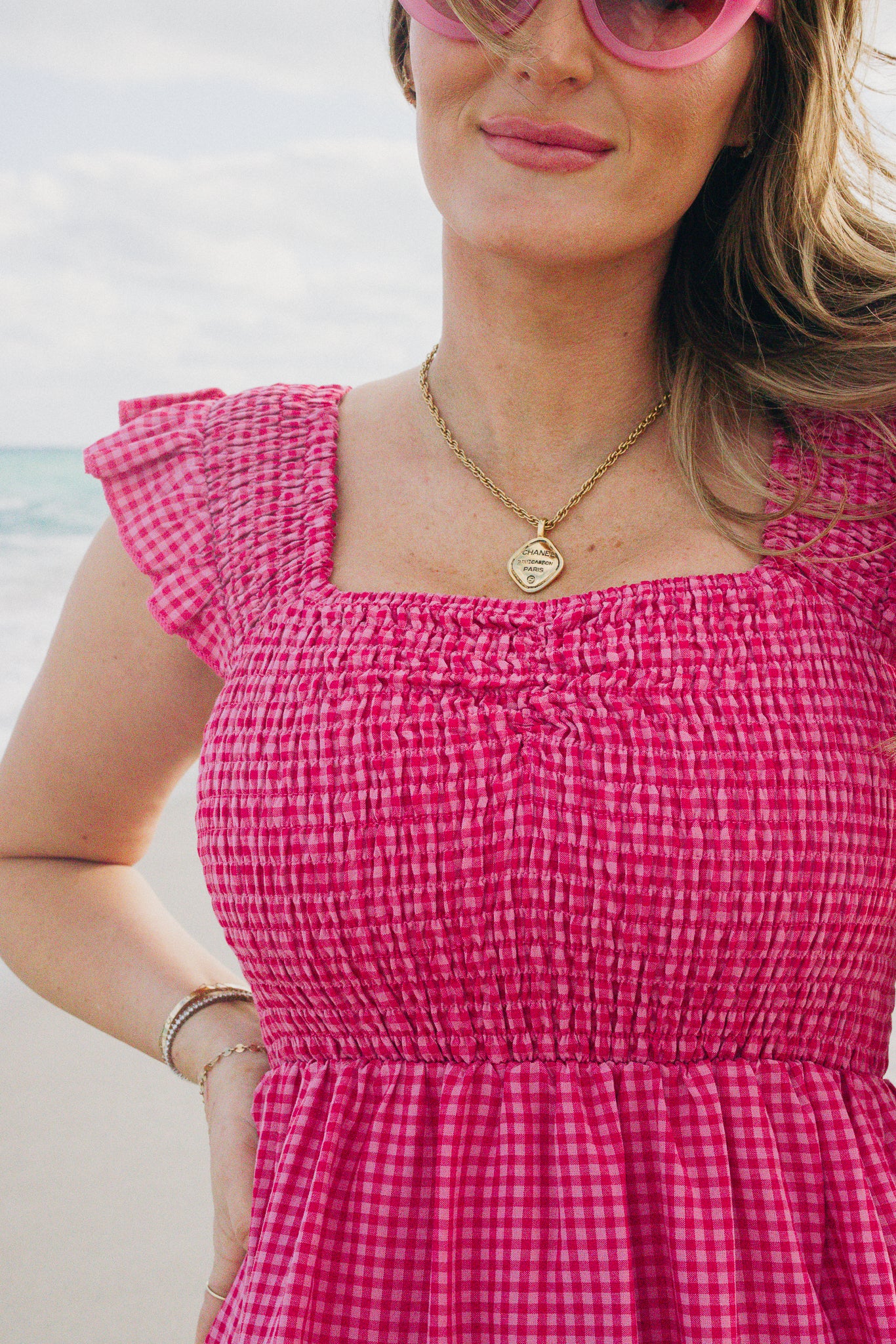 Hailey Dress in Pink Gingham - Floral Summer Dress for Women | Perfect for Beach, Vacation & Date Night Outfits