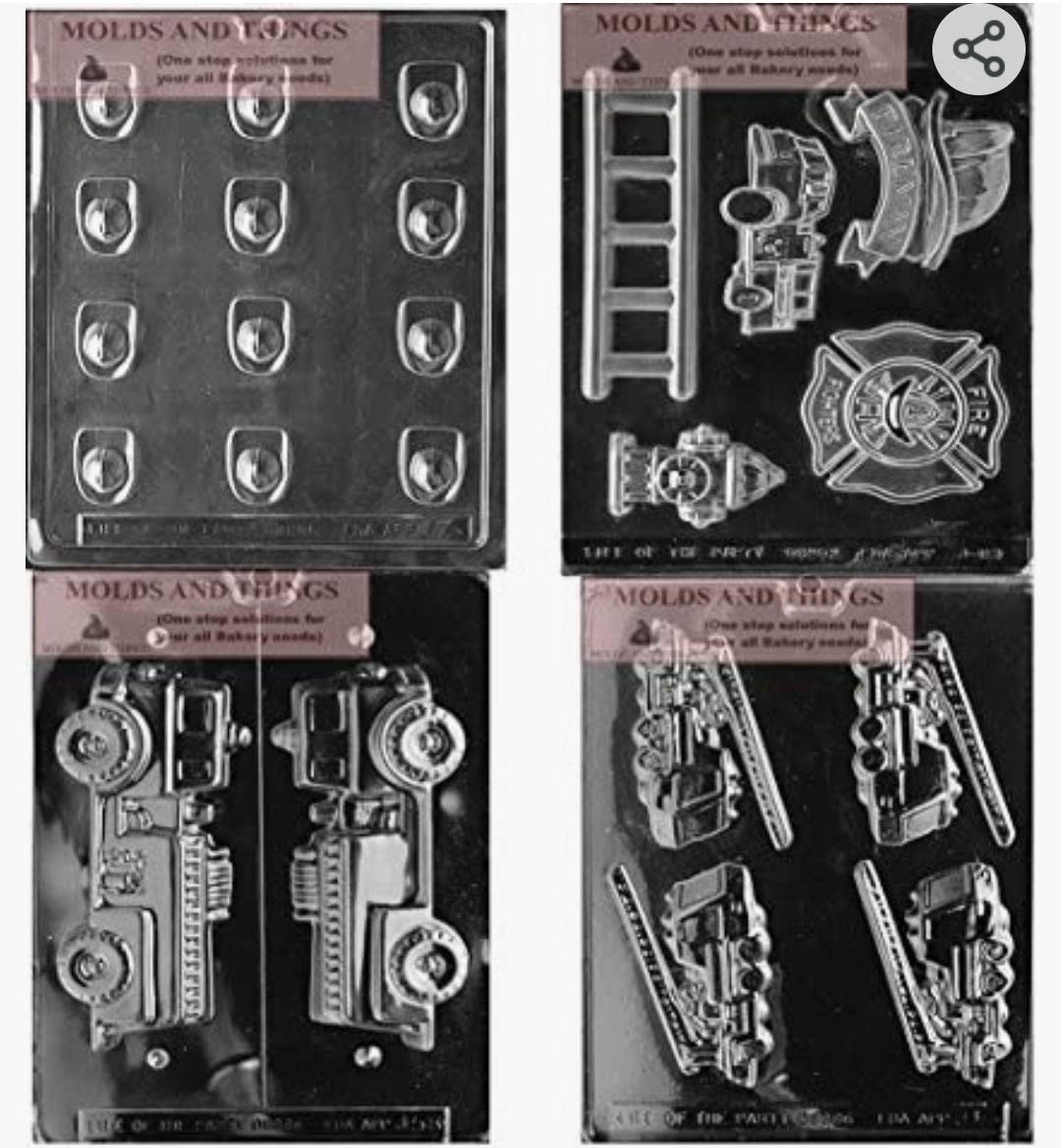 Fireman's Hat & Badge Chocolate Candy Mold Set with 3D Fire Truck Design - Professional Firefighter Kit for Baking, DIY Candy Making, Birthday Parties & Themed Events