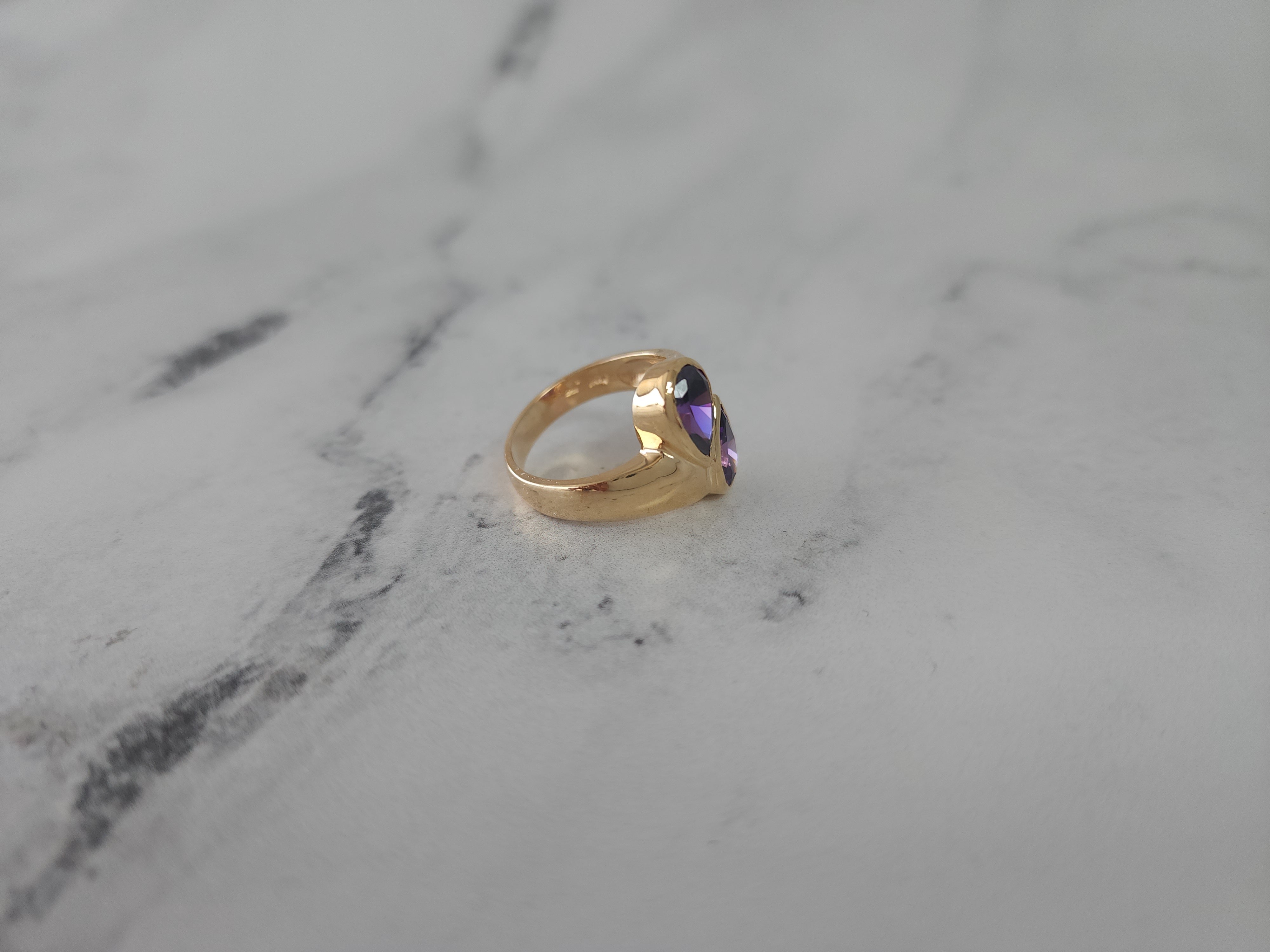 14K Yellow Gold Teardrop Amethyst Bypass Ring | Elegant Dainty Jewelry for Women | Perfect for Weddings, Anniversaries & Special Occasions