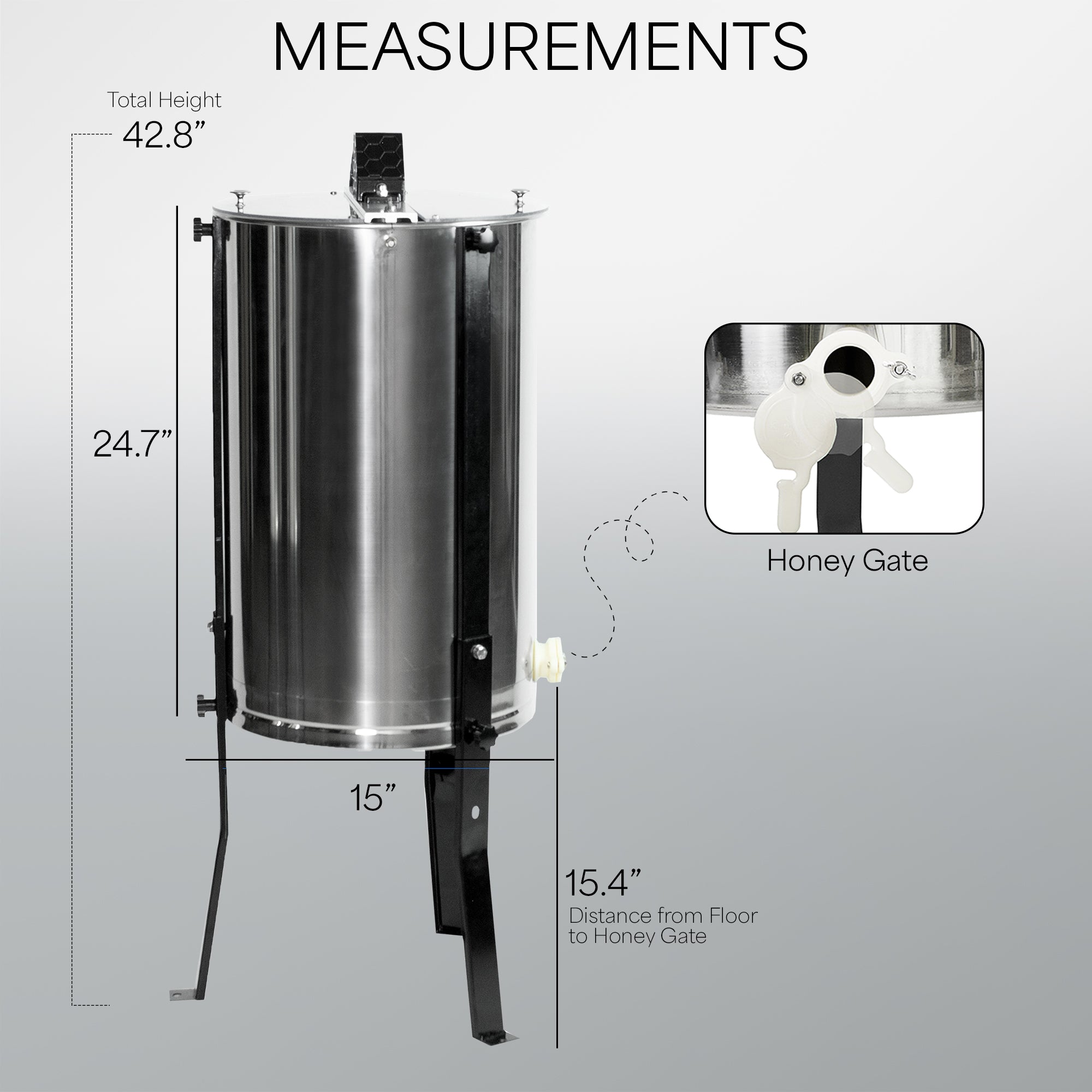 Stainless Steel Honey Extractor with 3 Frames - Efficient Beekeeping Equipment for Home & Commercial Honey Harvesting
