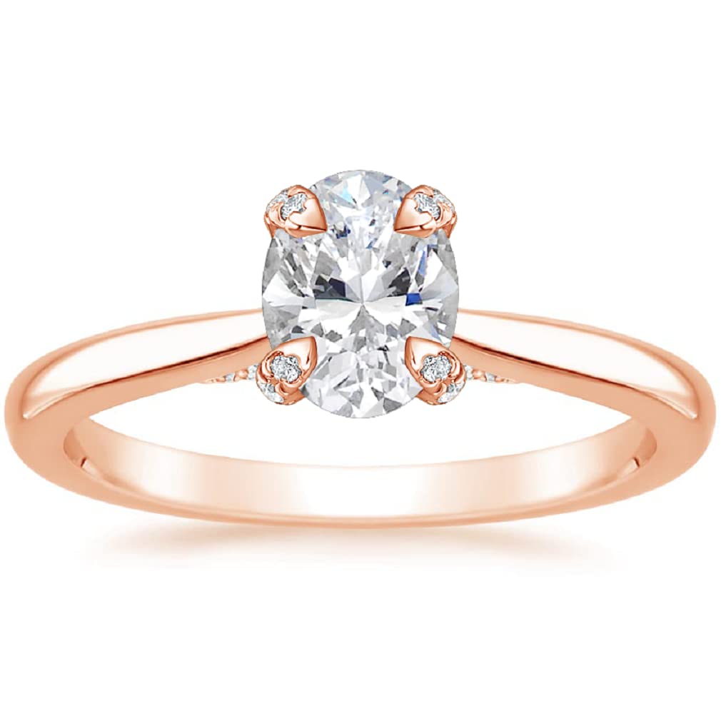 10K Solid Rose Gold Handmade Engagement Ring 1.0 CT Oval Cut Moissanite Diamond Solitaire Wedding Band Set for Women - Perfect for Proposals, Anniversaries & Bridal Jewelry Gifts