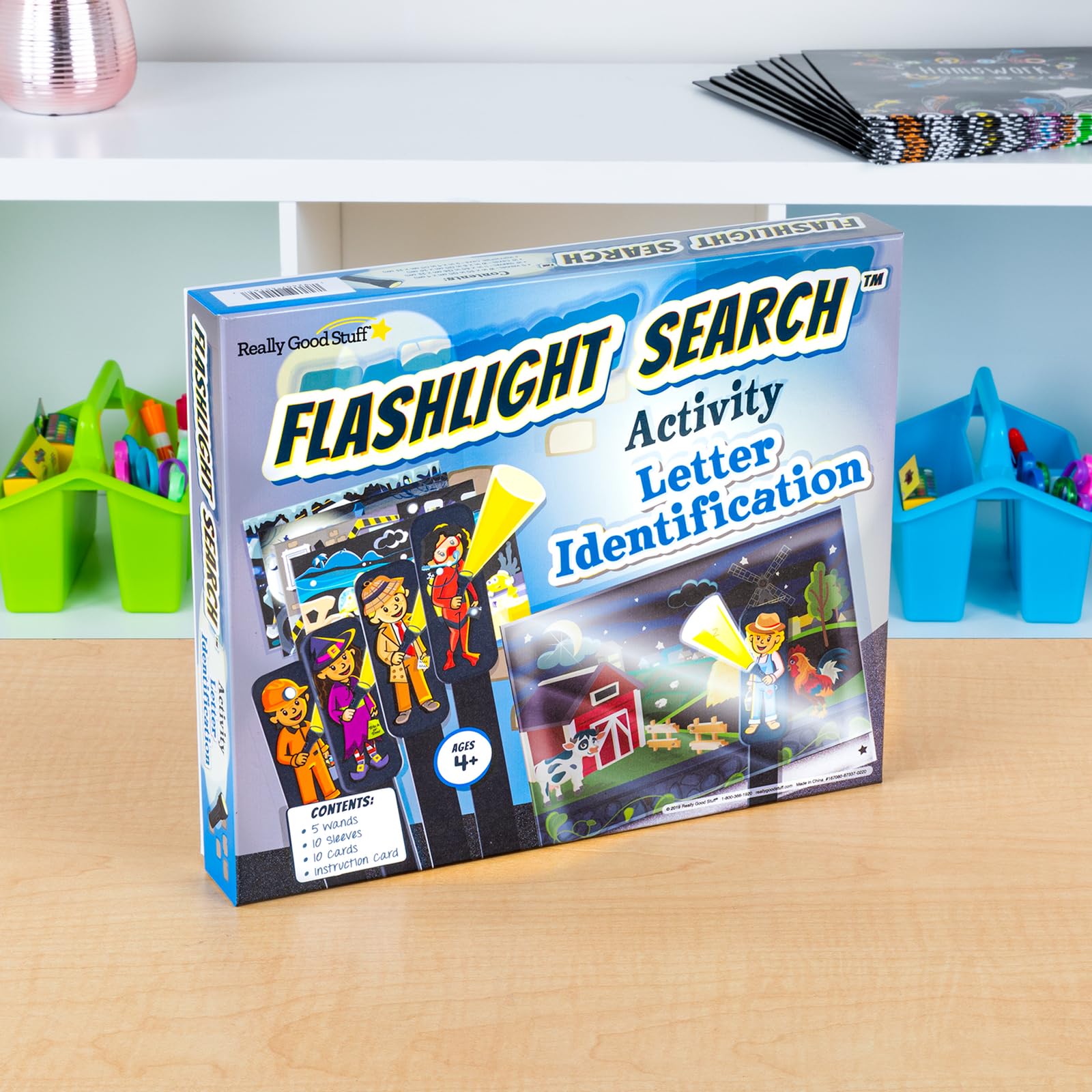 Really Good Stuff Flashlight Search Activity Letter Identification Game - Fun Alphabet Learning Tool for Kids | Perfect for Classroom & Homeschool Activities
