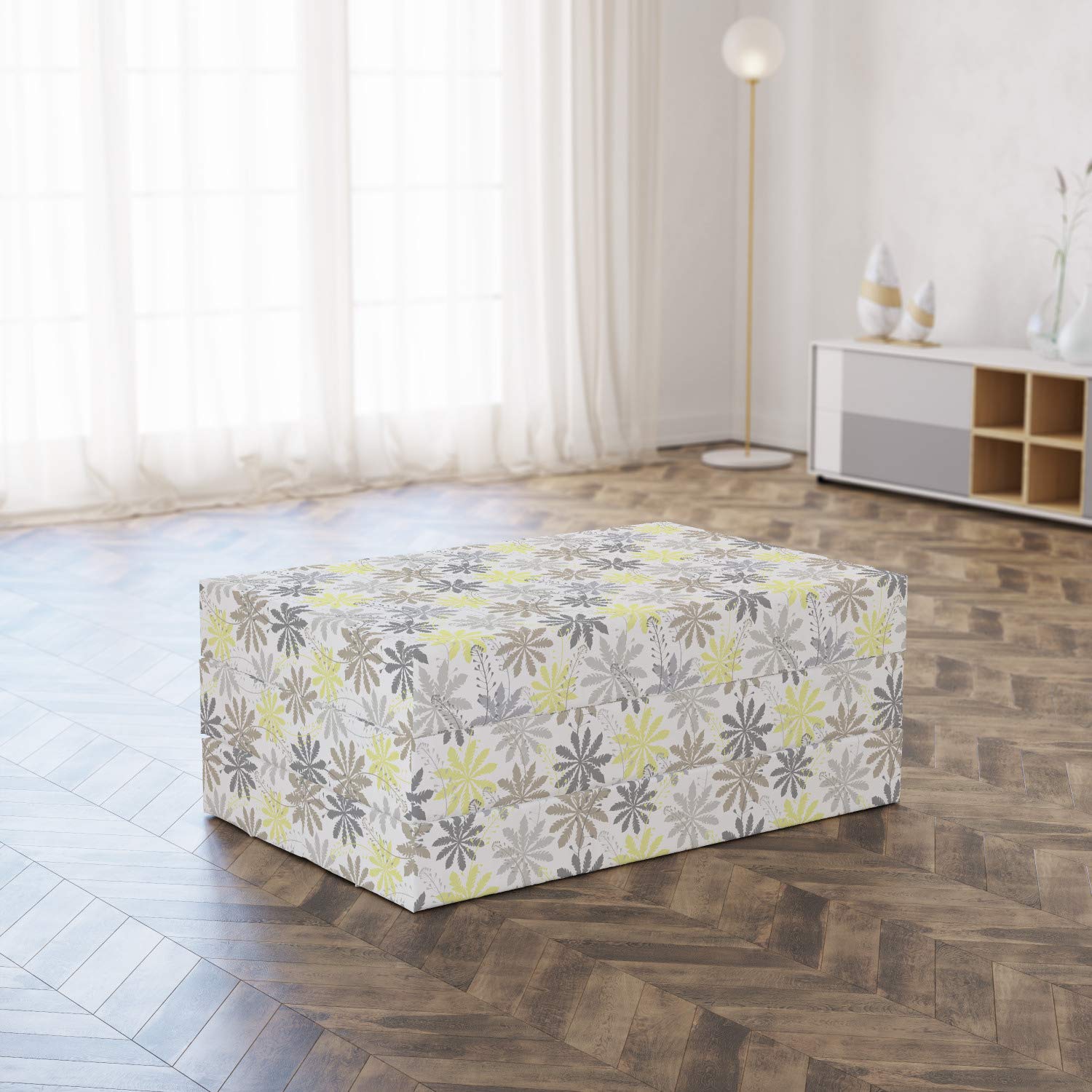 Ambesonne Floral Foldable Mattress - Shepherd's Purse Pattern, 74.8