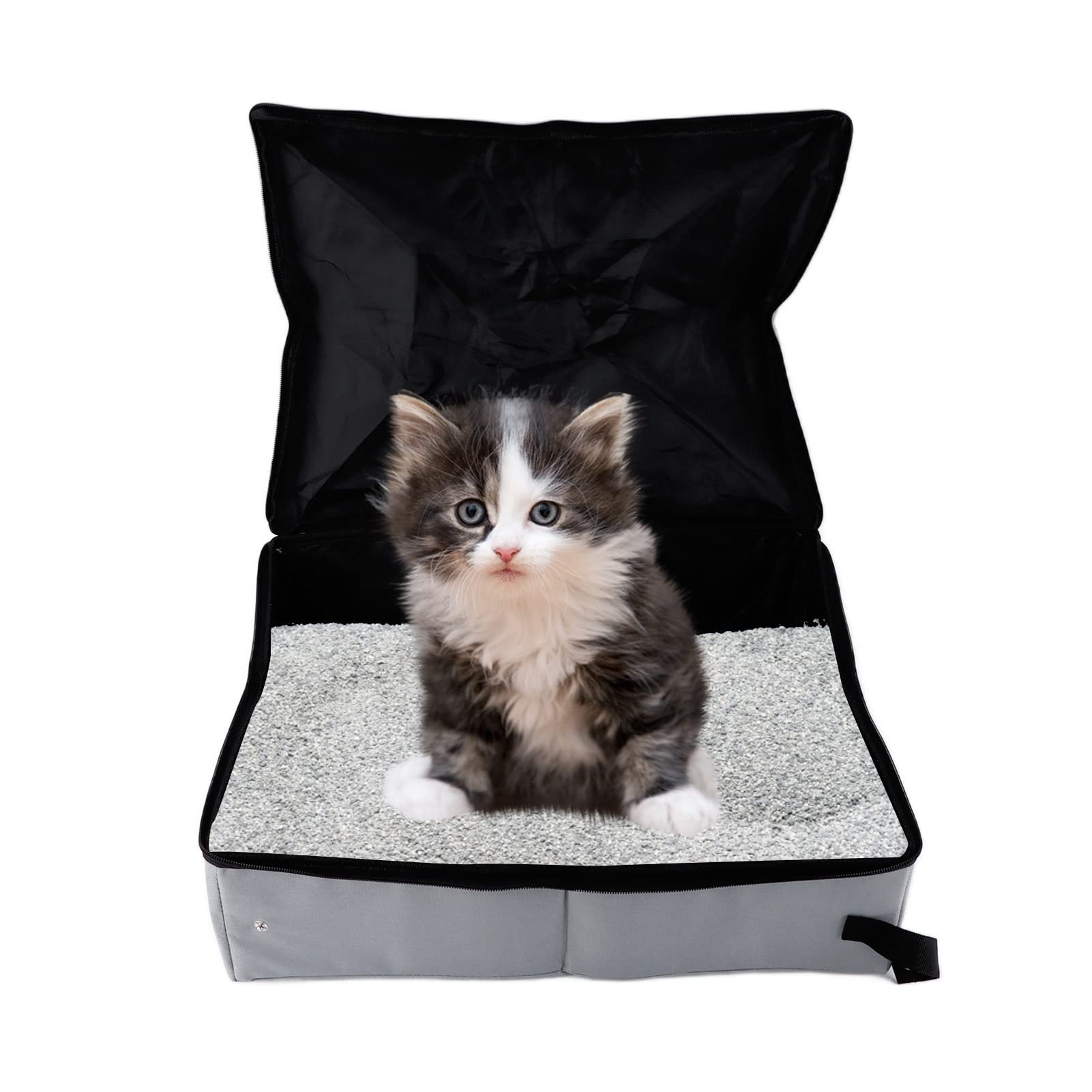 Portable Travel Cat Litter Box for Outdoor Use - Lightweight & Foldable Pet Litter Tray for Camping, Road Trips & Car Travel - Zerodis (Large Size)