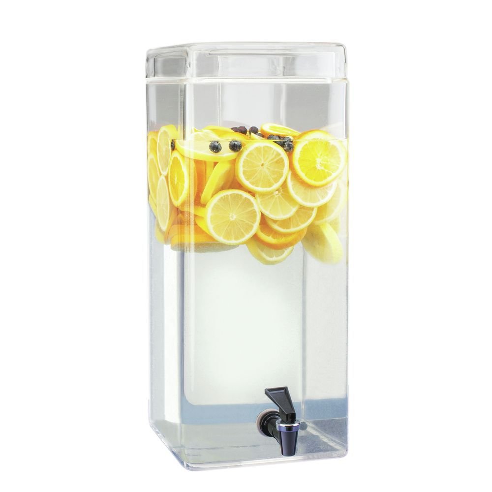 1733-3 Square Glass Infusion Dispenser - 3 Gallon Clear Beverage Container with 8