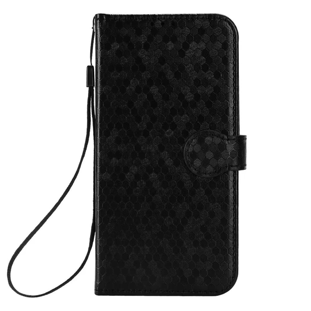 Premium Magnetic Closure Glossy Leather Case for iPhone 15 Plus - Shockproof Full-Body Protection with Card Slot (Black) - Perfect for Work, Travel & Everyday Use