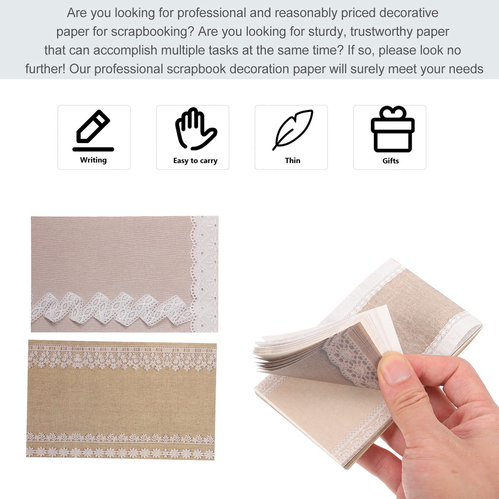 Rustic Burlap Memo Pads with Lace Design - 6 Pack (180 Sheets) for Office, School, Home & Gift Giving - Aesthetic Stationery Notepads for Journaling, Lists & Notes
