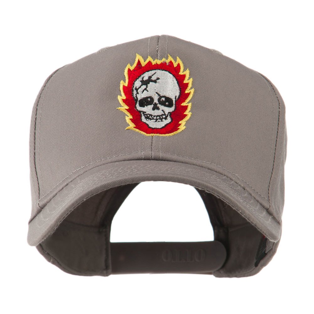 E4Hats Halloween Skull with Flames Embroidered Baseball Cap - Gothic Punk Style Hat for Costume Parties, Cosplay & Streetwear Fashion