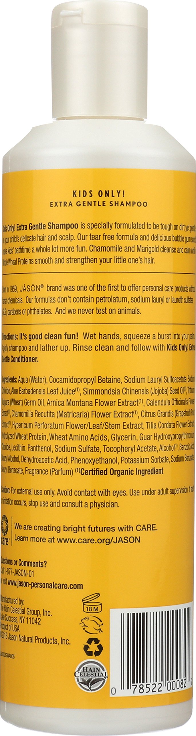 JASON Kids Extra Gentle Shampoo - Tear Free & Hypoallergenic for Children - 17.5 oz (Pack of 3) - Perfect for Daily Bath Time & Sensitive Scalp Care