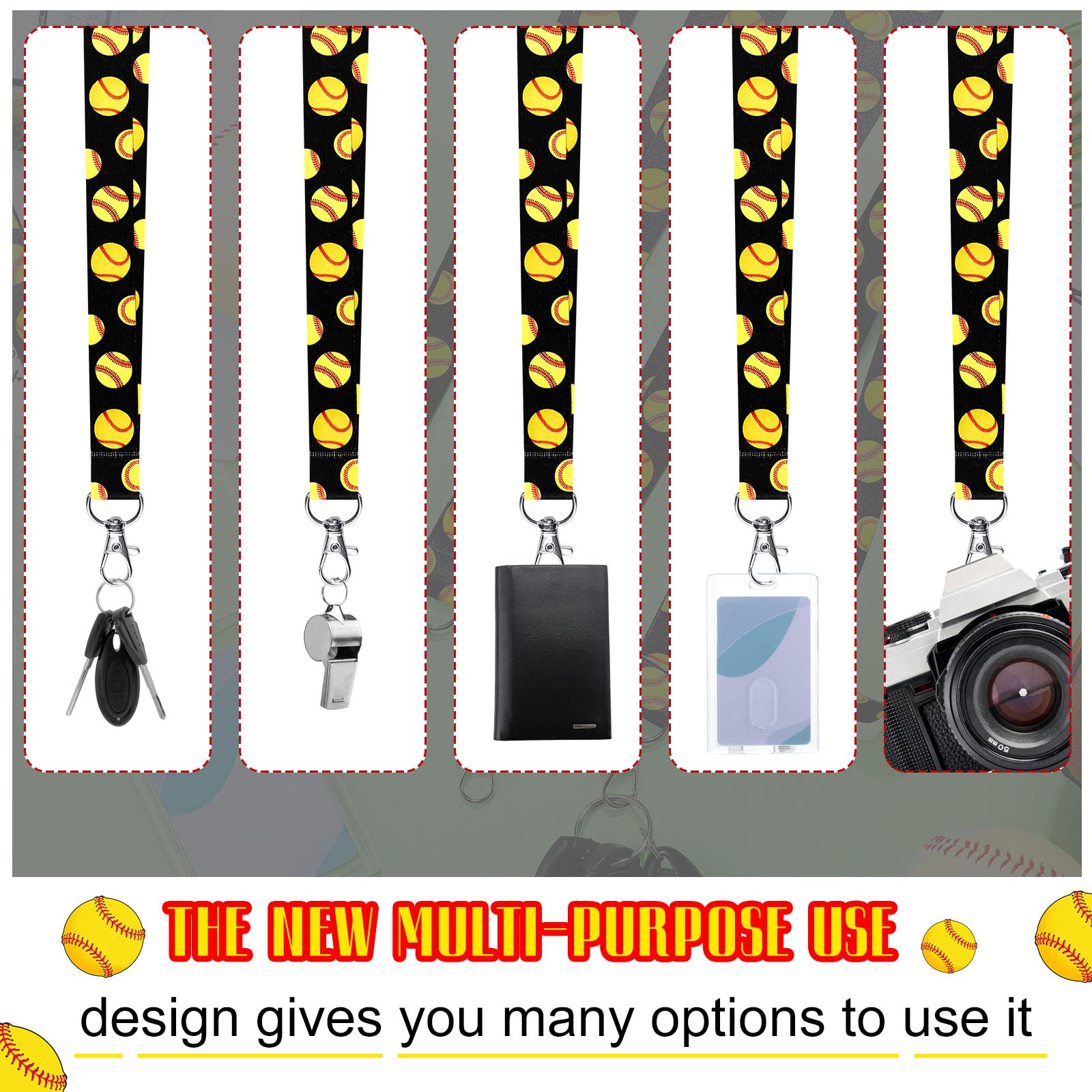 20 Pcs Sports Lanyards Keychains - Football, Basketball, Soccer - Team Gifts for Fans & Players