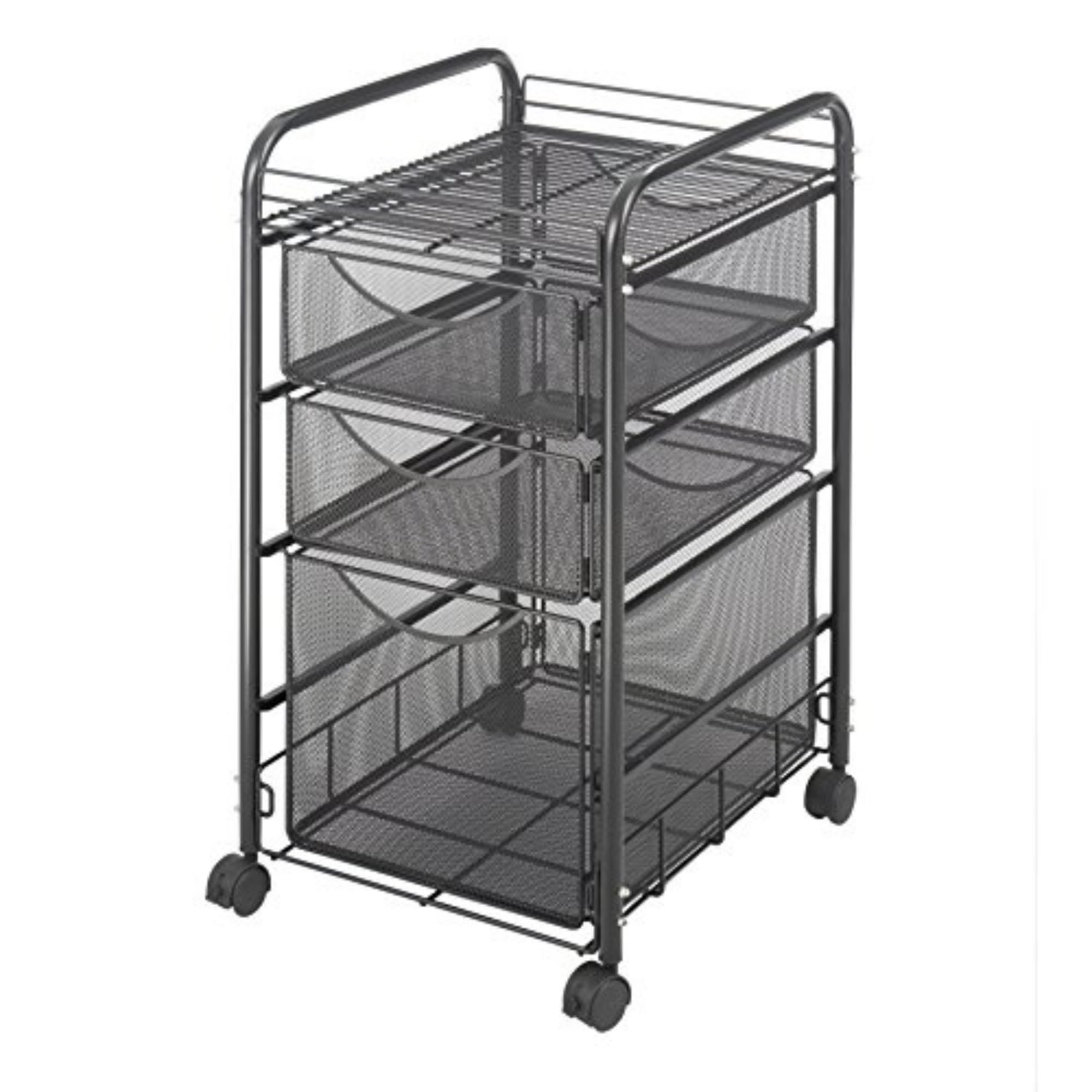 Safco Onyx Rolling File Cart with Large File Drawer & 2 Supply Drawers - Letter-Size Hanging Folder Organizer | Durable Steel Office Storage Solution for Files & Supplies | Perfect for Home Office, School & Workplace Organization