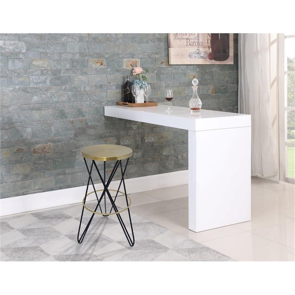 Modern Iron Bar Stool with Brushed Gold Finish & Black Powder Coating - Meridian Furniture 946Black Mercury Collection | Perfect for Kitchen Islands, Breakfast Bars & Contemporary Home Decor