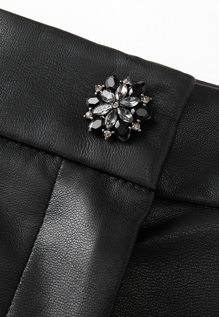 High Waisted Vegan Leather Shorts for Women - Stretchable & Comfortable - Perfect for Casual Outfits, Night Out, and Office Wear