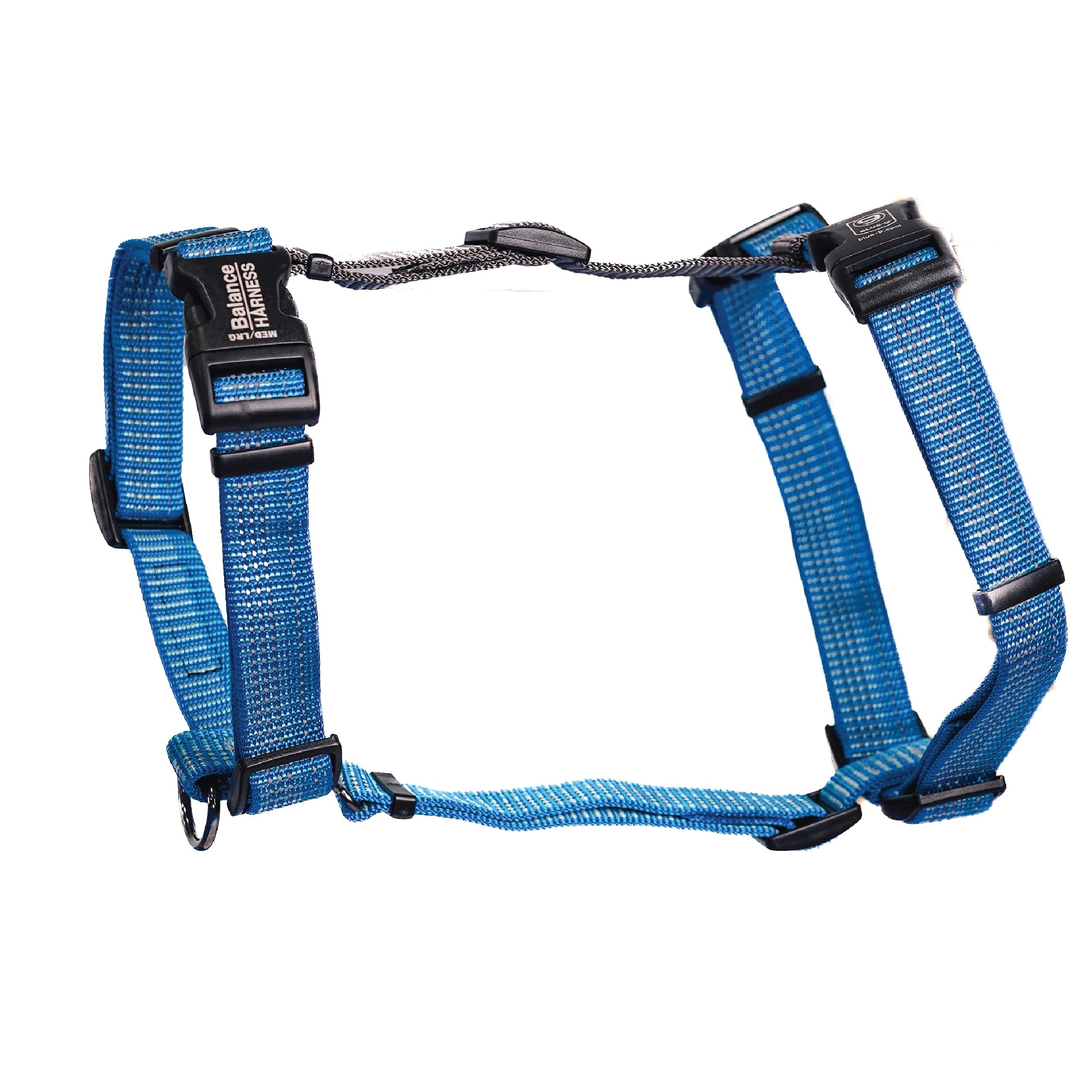 Blue-9 Reflective Buckle-Neck Balance Harness - Adjustable No-Pull Dog Harness with 3M Reflective Stitching for Training & Obedience - Medium Size Blue - Made in USA - Perfect for Walking, Running & Nighttime Safety